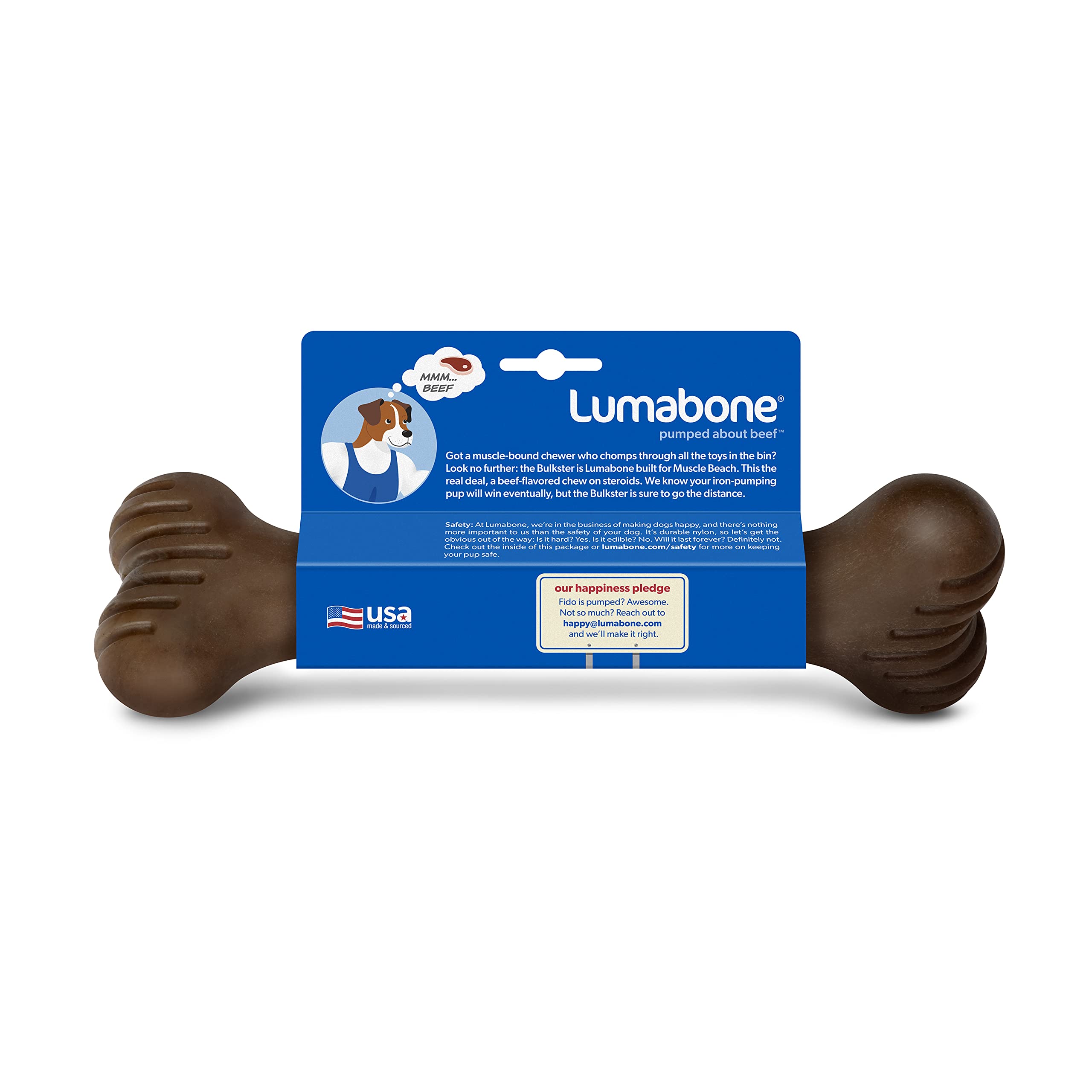 Lumabone Bulkster Durable Chew Toy For Aggressive Chewers, Real Beef, Made In Usa, Colossal