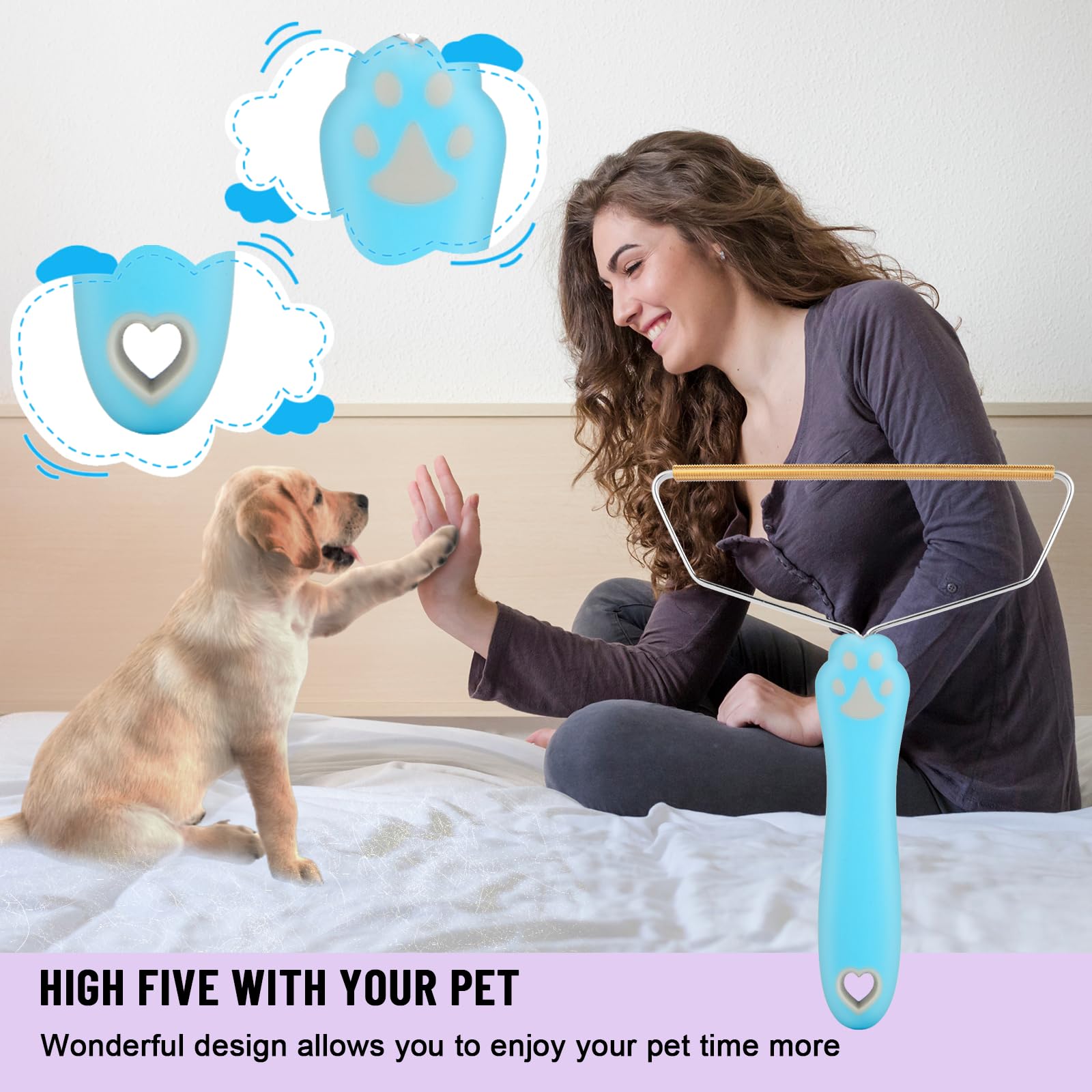 Qiguet Pet Hair Remover Dog Hair Remover - Cat Hair Remover Furniture,Carpet Rake,Pet Hair Removal Tool,Pet Hair Remover For Couch,Pet Towers,Floor Mats & Rugs - Unique Carpet Scraper & Fur Remover