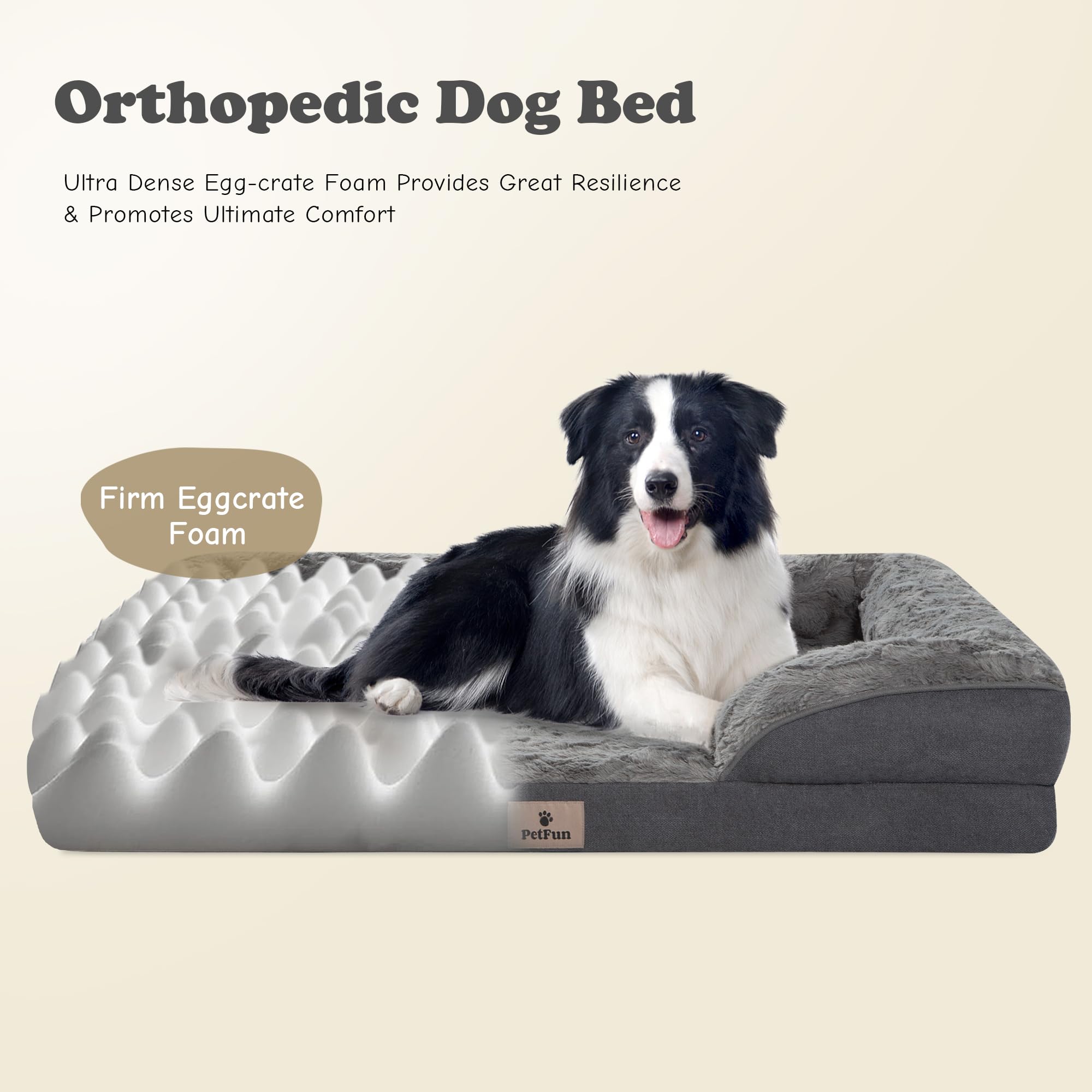 Petfun Orthopedic Dog Bed For Extra Large Dogs - Xl Washable Dog Sofa Beds Large, Supportive Foam Pet Couch Bed With Removable W