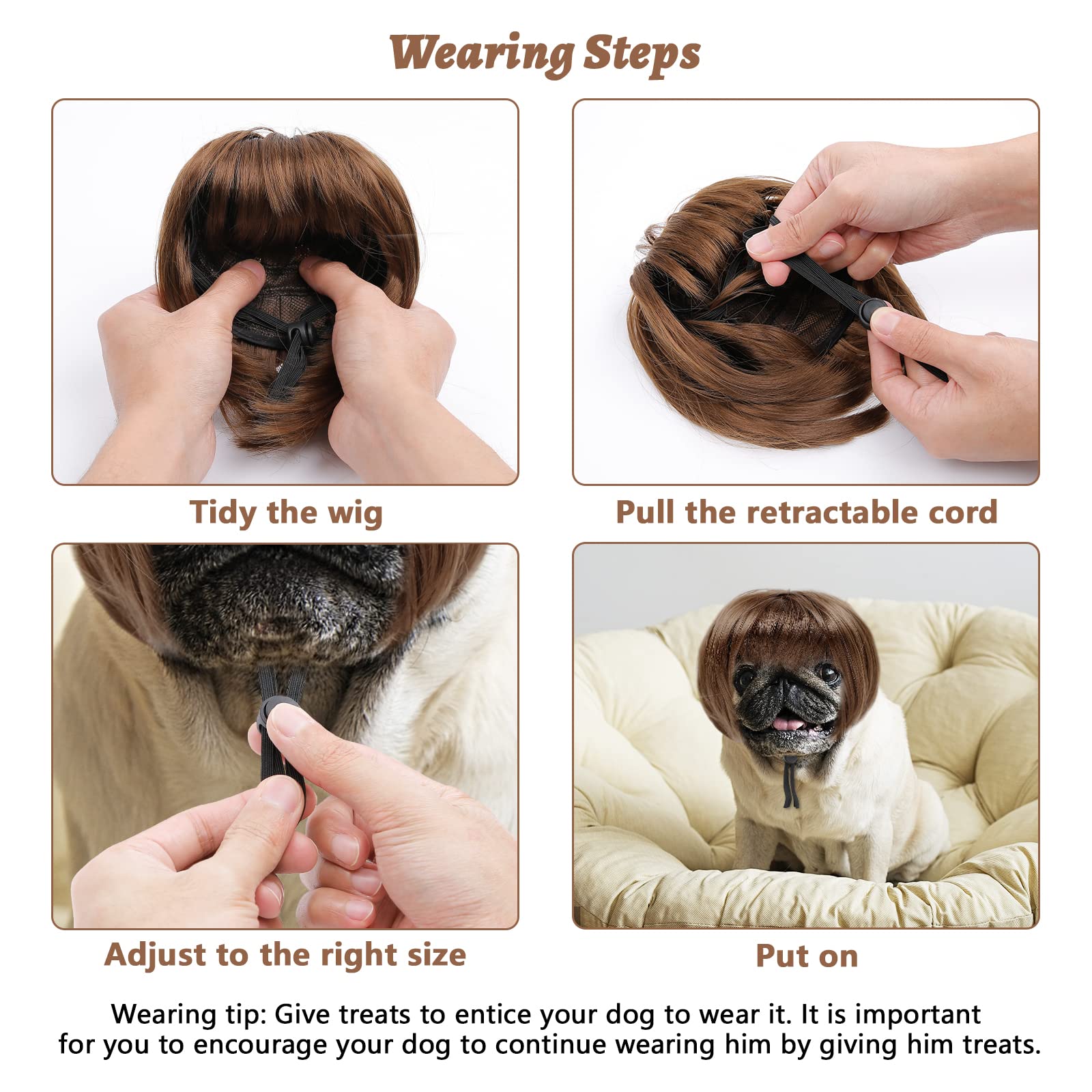 Howwfaly Dog Costume Cat Apparel Dog Toys Curly Braids Headgear Wigs Styling Cute Funny Pet Hair Accessories Decoration For Hall