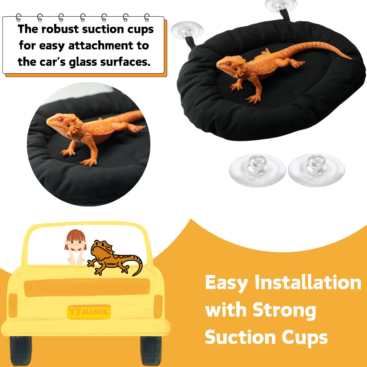 Bearded Dragon Travel Carrier Lizard Car Soft Mat Hammock With Suction Cup Washable Reptile Tank Accessories For Small Animals H