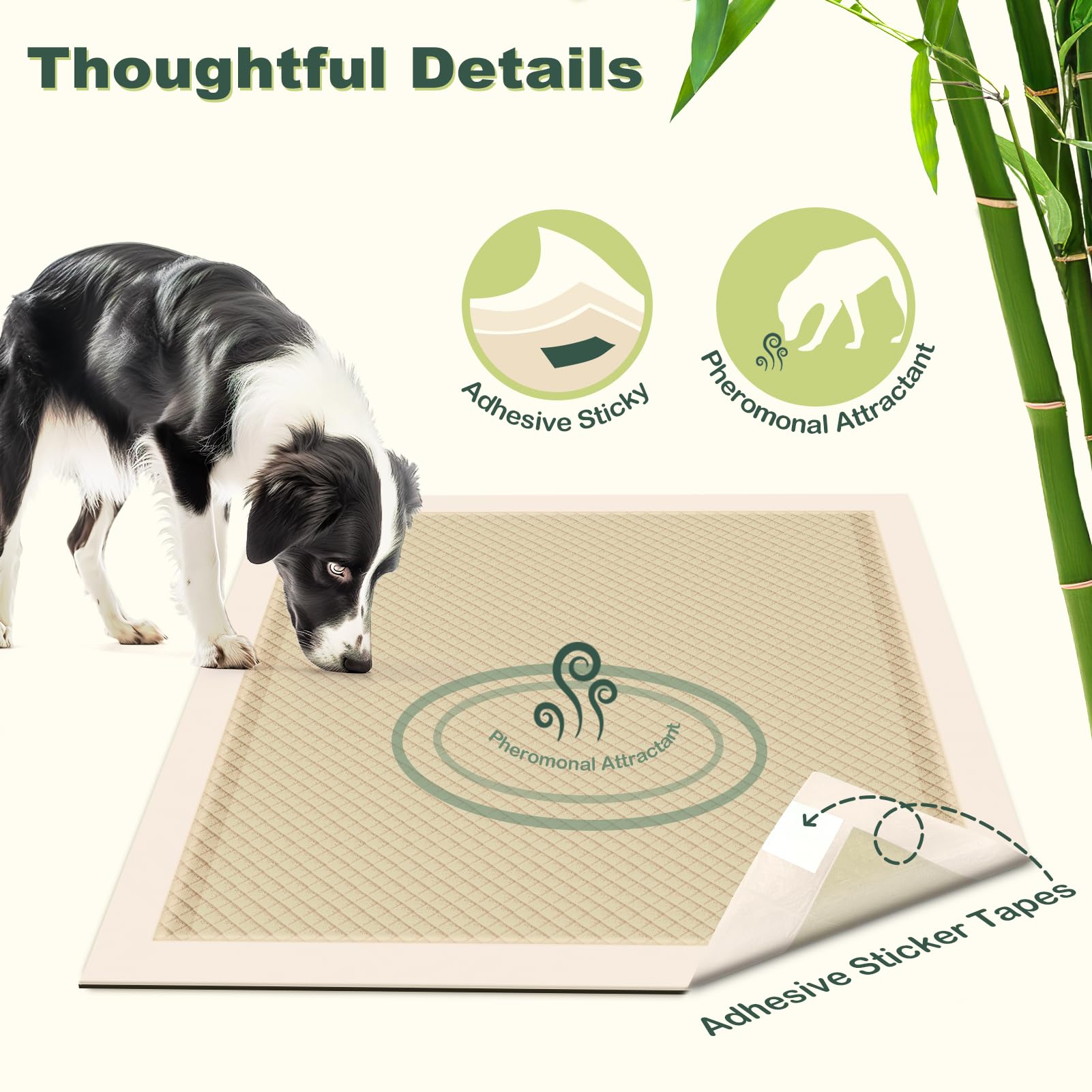 Mizok Bamboo Dog Pads Odor Eliminating 36X36In Xxxl Dog Training Pads, 11 Cups Super Absorbent Leak-Proof Dog Pee Pads With Adhe