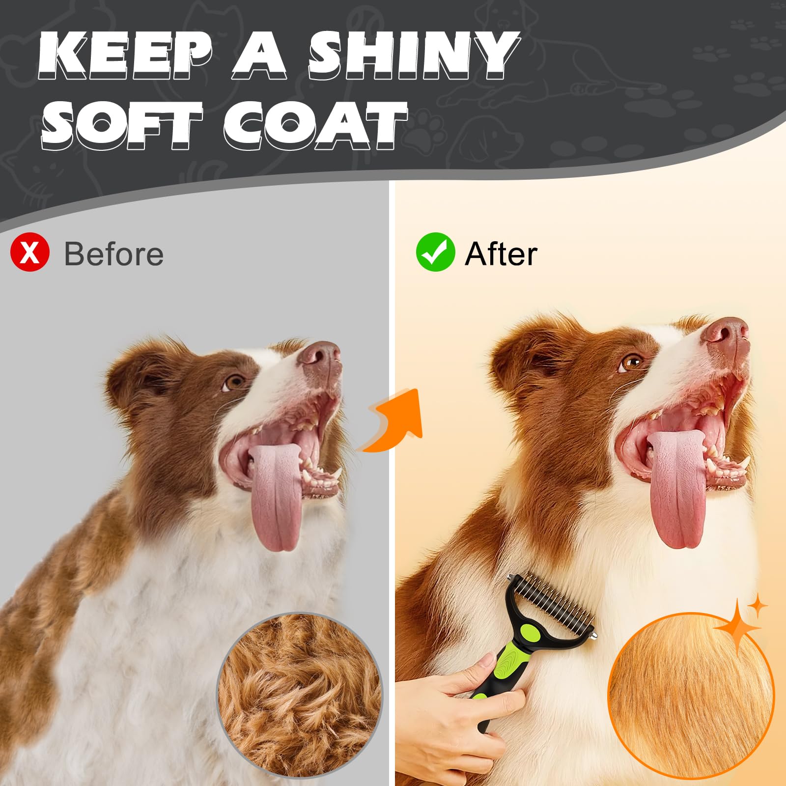 3PCS Dog Grooming Kit I Dog Brush for Shedding I Deshedding Dog Brush I Metal Dog Comb I Dog Bath Brush I Undercoat Rake for Dog