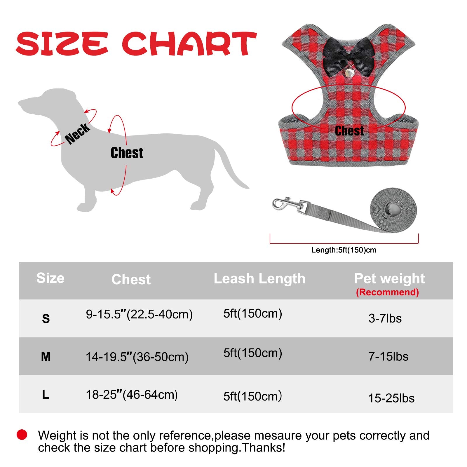 Rypet Small Dog Harness And Leash Set - No Pull Pet Harness With Soft Mesh Nylon Vest For Small Dogs And Cats Red S