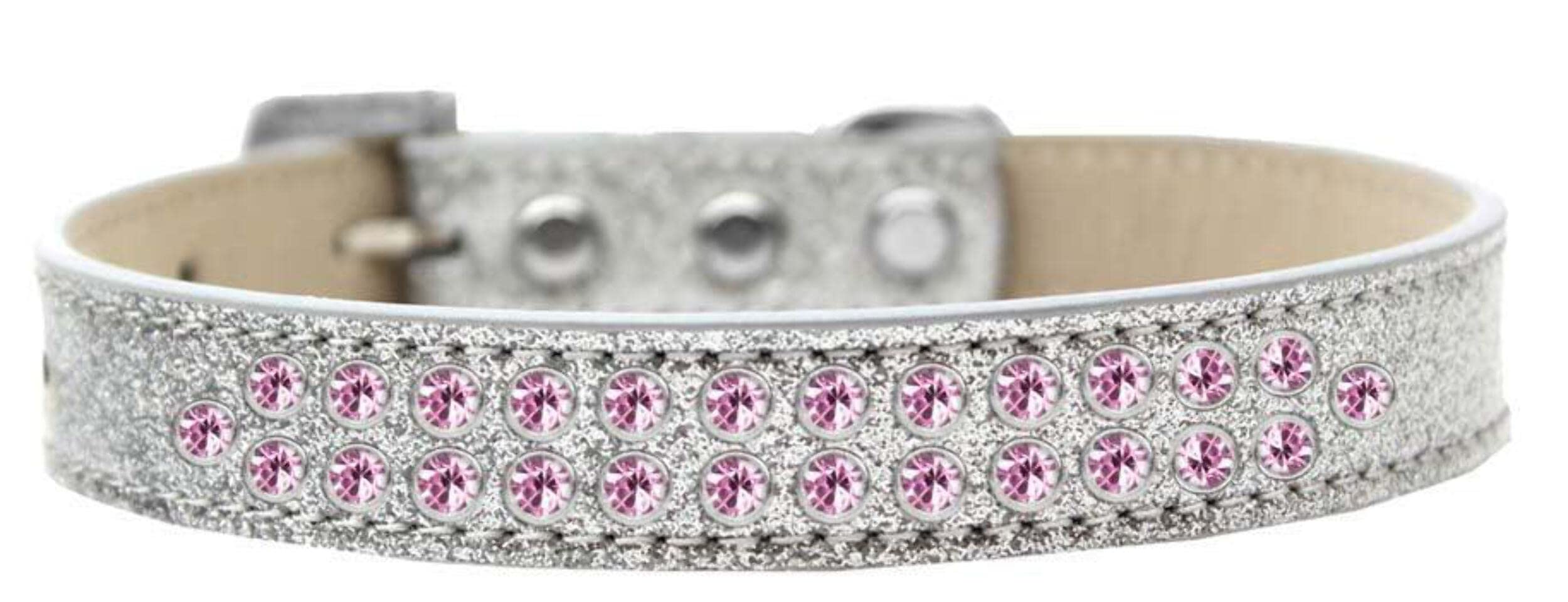 Dog, Puppy & Pet Ice Cream Collar, Two Row Light Pink Crystal Rimsets Pink 12