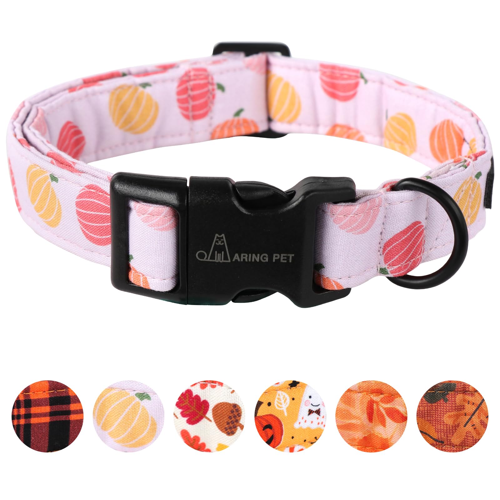 Aring Pet Halloween Dog Collar-Cute Pumpkin Dog Collar For Small Dogs, Cotton Pink Girl Dog Collars With Quick Release Buckle Fo