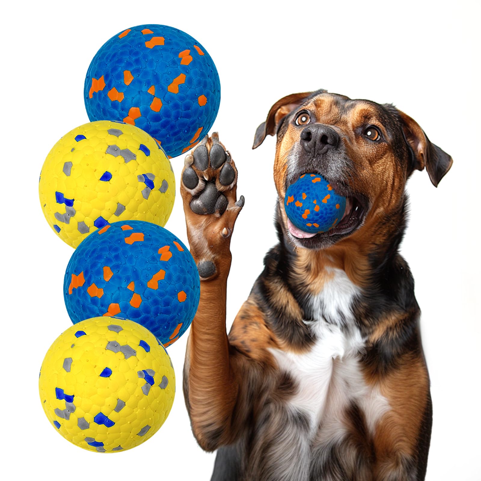Lepawit Dog Balls for Aggressive Chewers, Floating Toy for Water Fetch, Bouncy Indestructible Teething Chew and Tennis Balls for