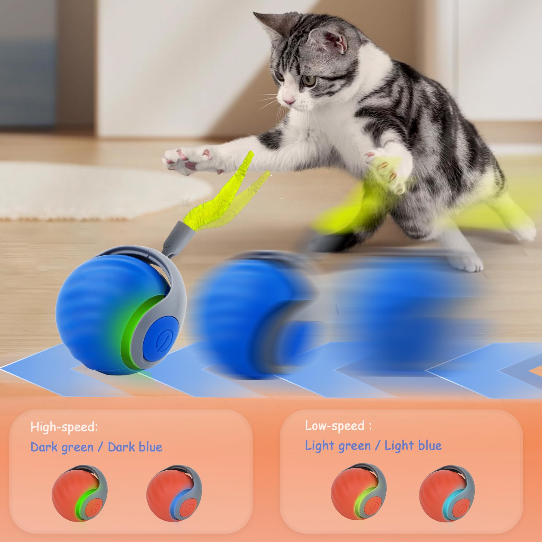 Interactive Cat Toy Ball 2025 New Generation For Indoor Automatic Self Moving Electric Smart Rolling Cat Interactive Toys With T