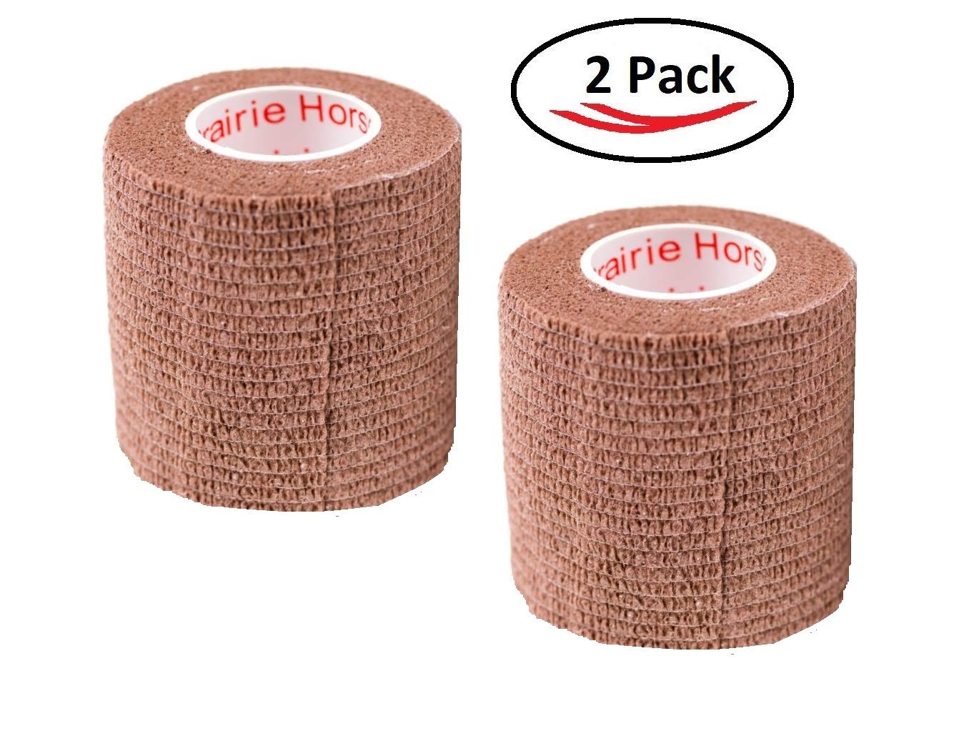 Vet Wrap Tape (Brown) (2 Pack) (2 Inch x 15 feet) Self Adhesive Adherent Adhering Cohesive Flex Self Stick Bandage Grip Roll Dog