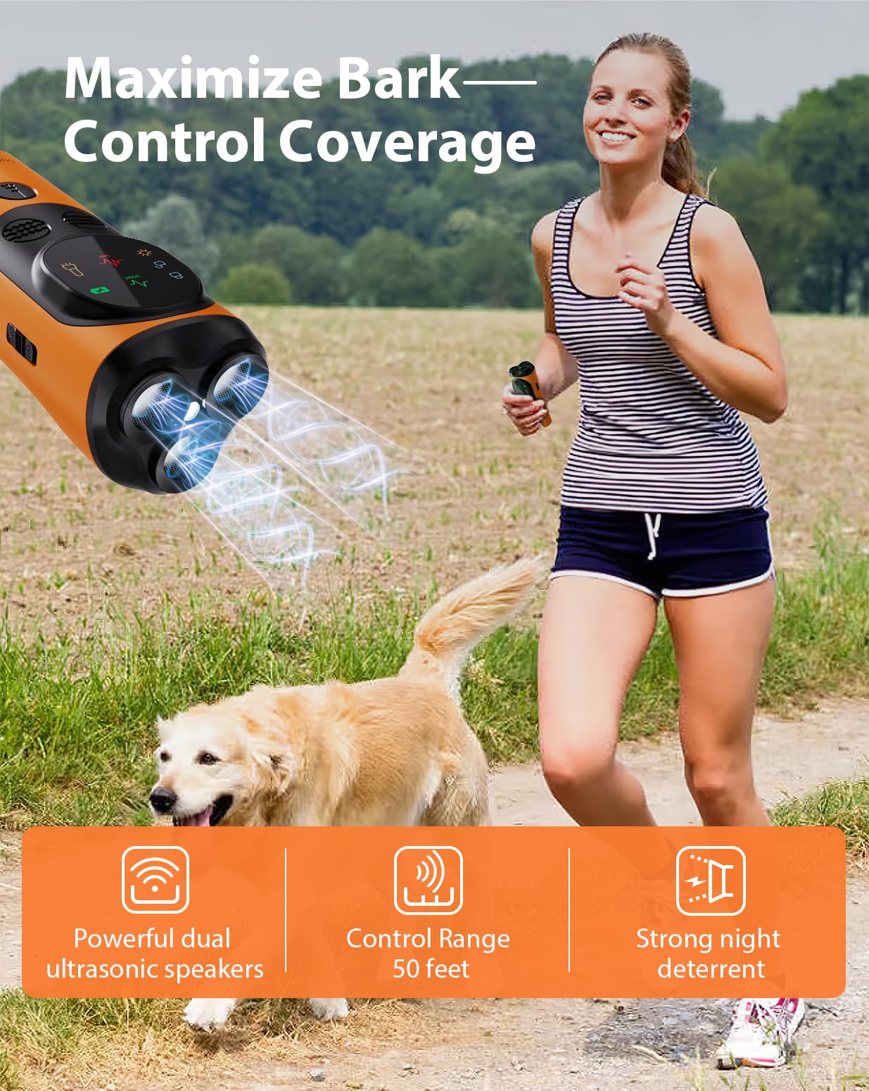 Guodun Armor Anti Barking Device For Dogs New Upgraded Version Rechargeable Dog Barking Silencer 3X Head Ultrasonic Dog Repeller