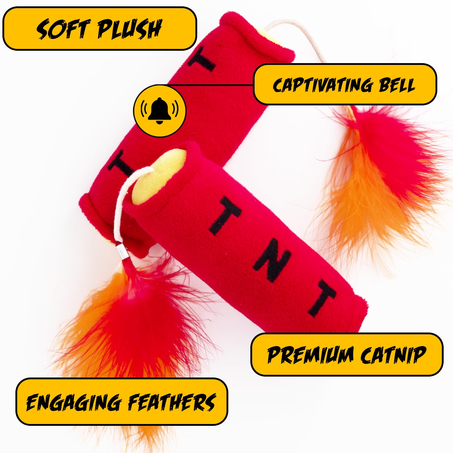 Cat Toys Tnt, Cat Toys For Indoor Cats, Kitten Toys, Catnip Toys For Cats Of All Breeds With Dangle Feathers And Jingle Sound -