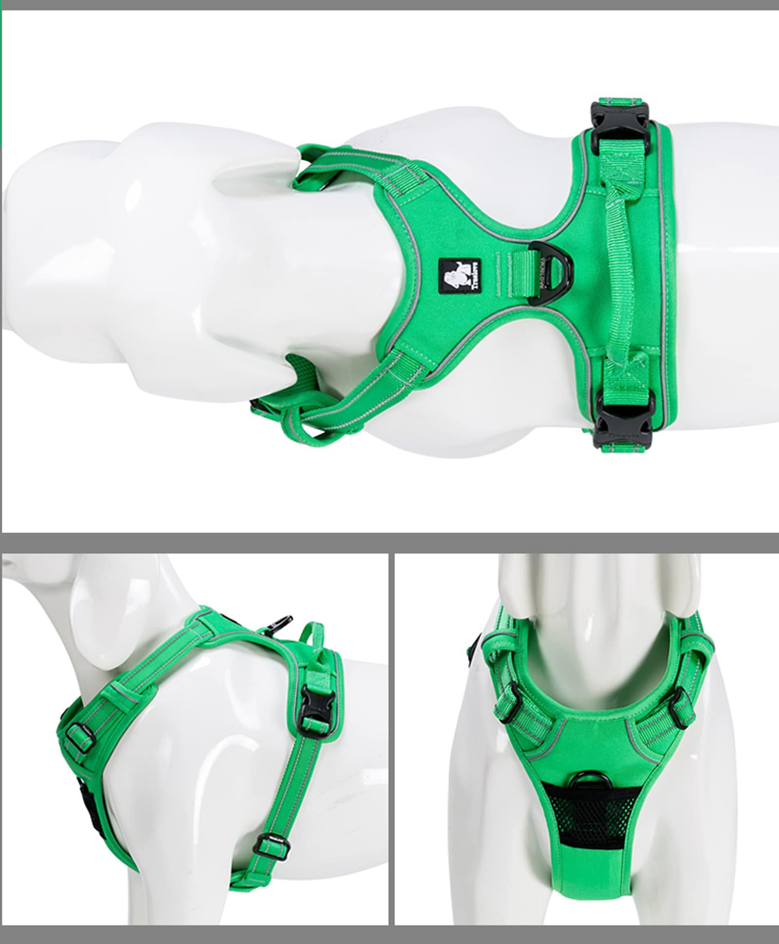 True Love Adjustable No-Pull Dog Harness Reflective Pup Vest Harnesses Comfortable Control Brilliant Colors Truelove Tlh5651(Grass Green,S)