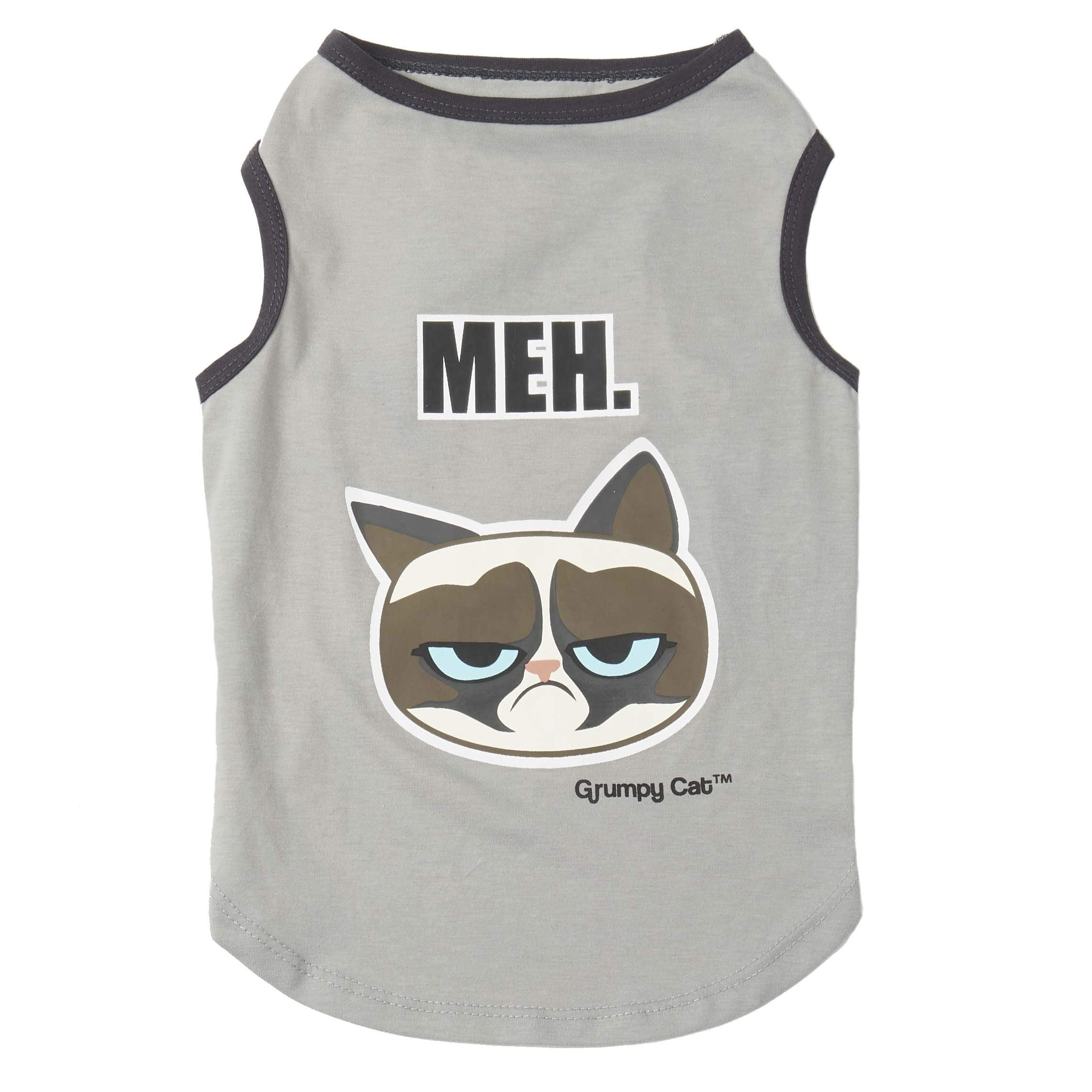 Grumpy Cat By Petrageous Designs Meh. Tee, Gray Xsmall
