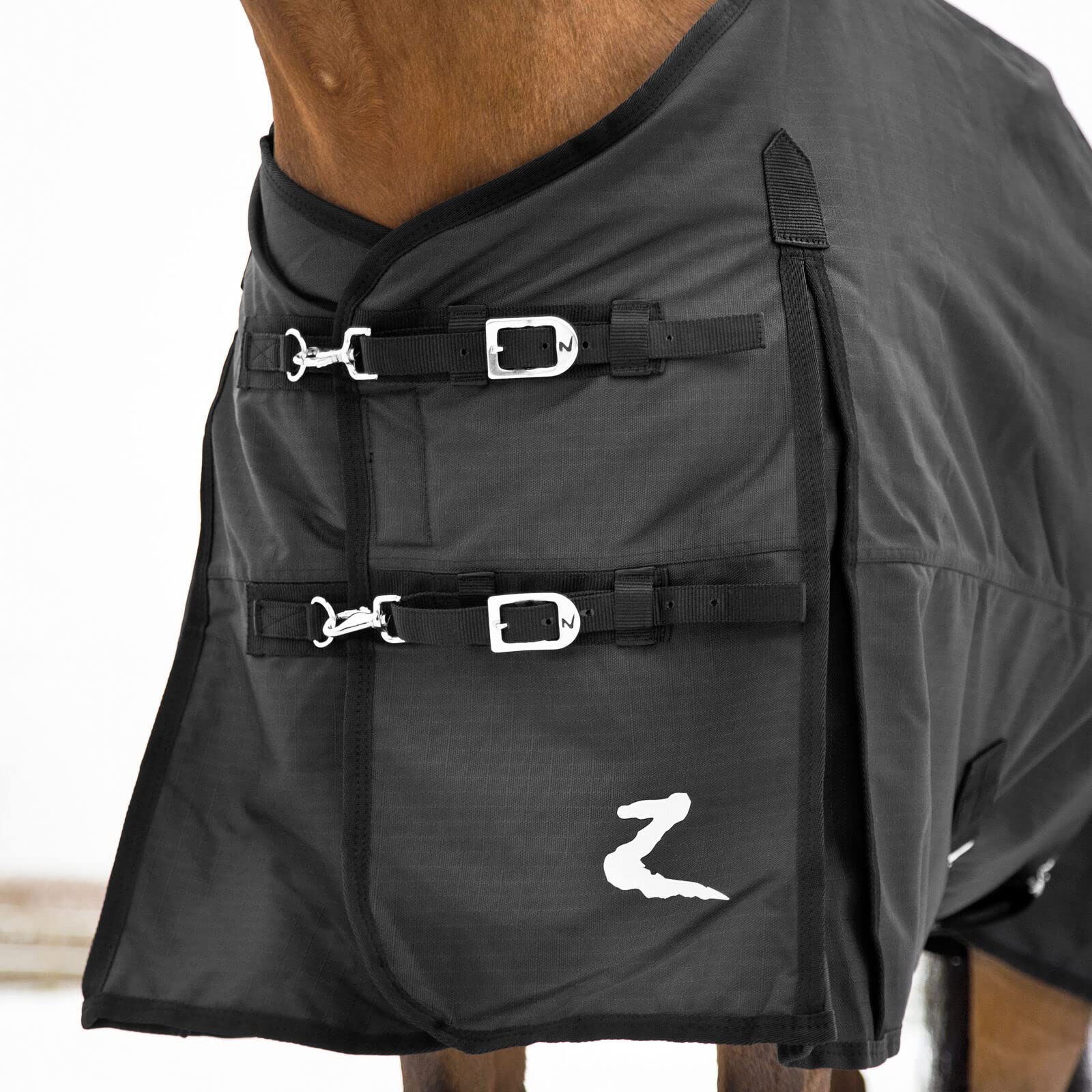 HORZE Nevada Medium Weight 1200D Waterproof Horse Turnout Blanket (200g Fill) - Black - 63 in