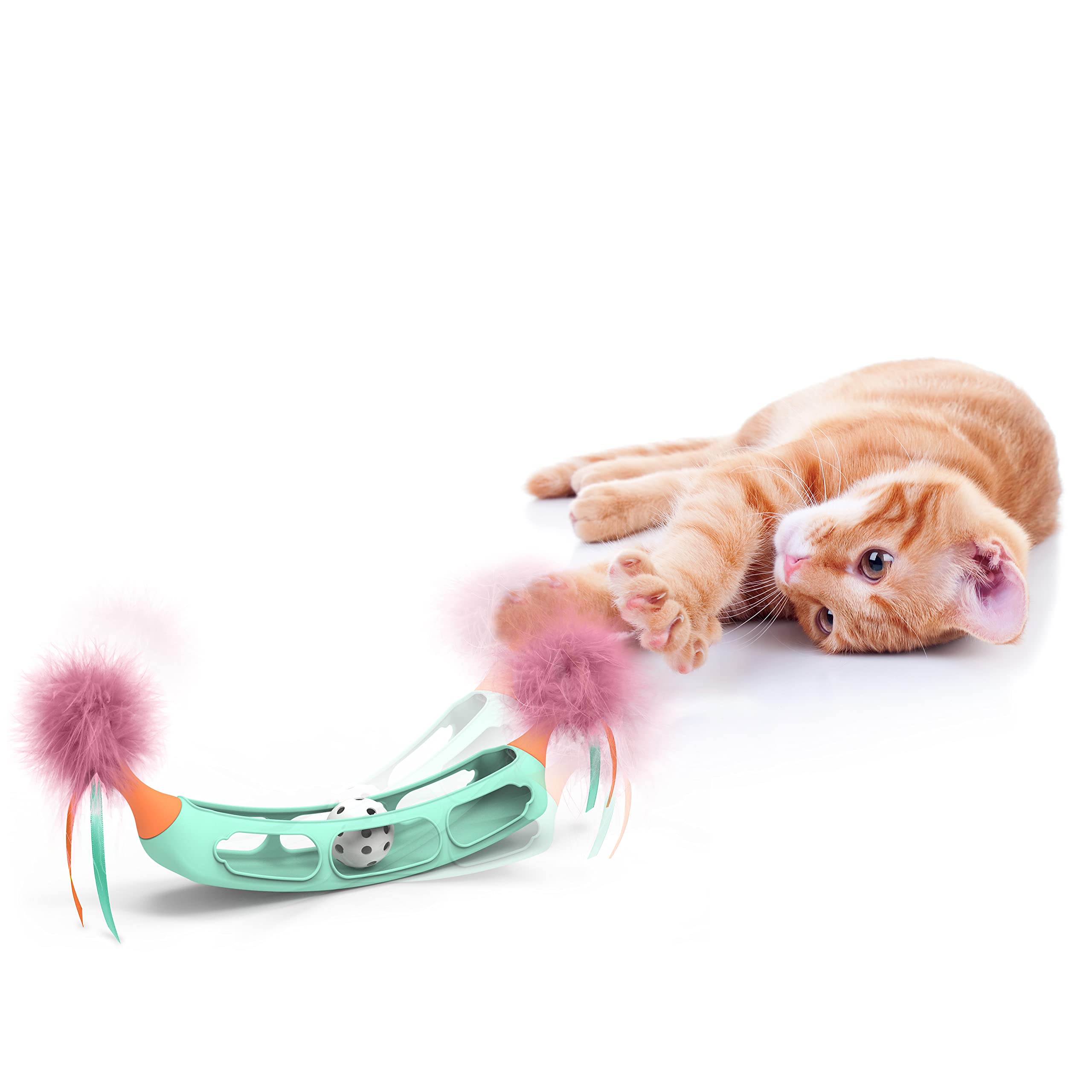 Smartykat Track Tipper Ball Track Cat Toy W/Suction Cup, Works On Floors & Windows - Blue, One Size