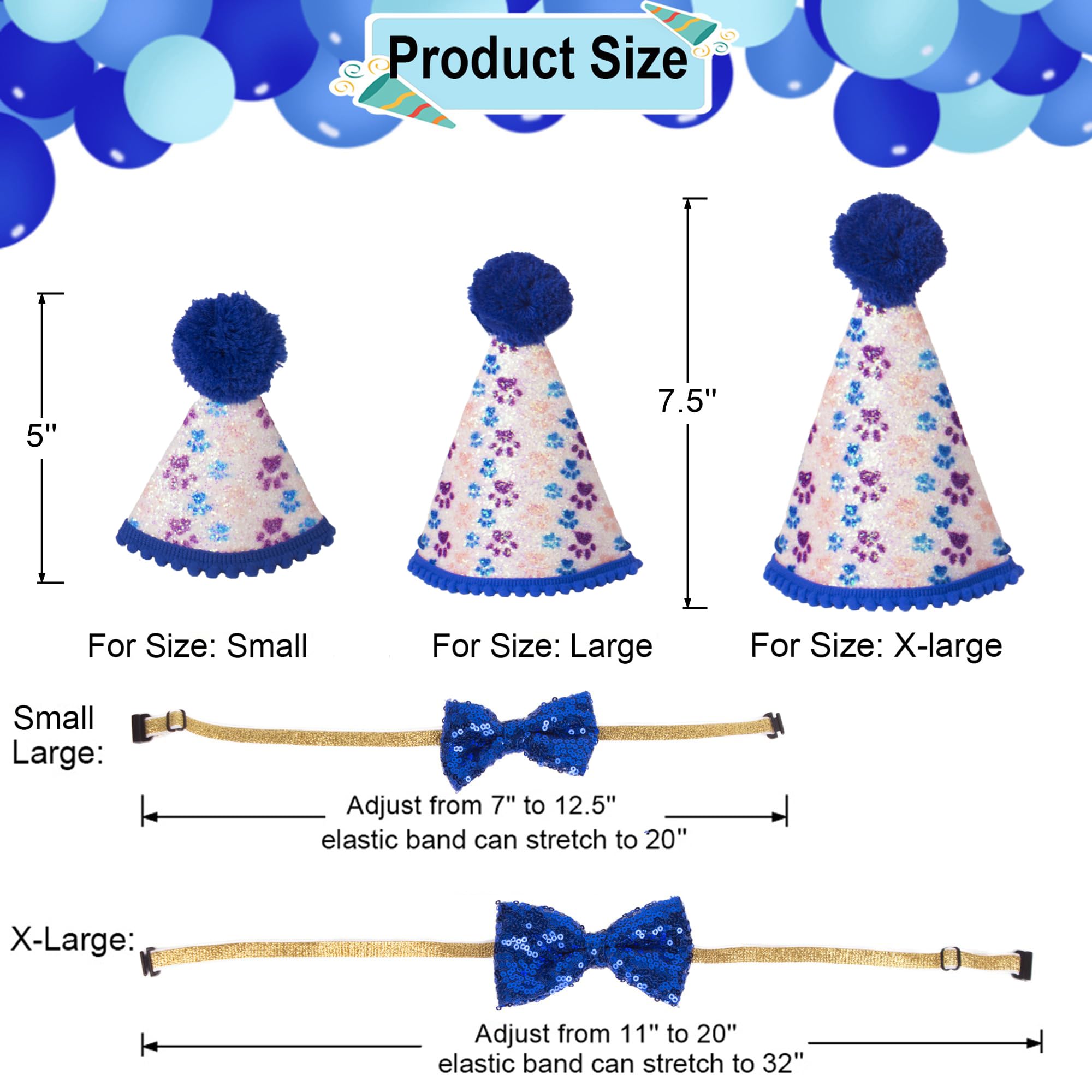 Adoggygo Dog Birthday Party Supplies, Pet Party Hat With Numbers, Bow, Blue Plaid Birthday Boy Bandana For Extra Large Dogs (X-L