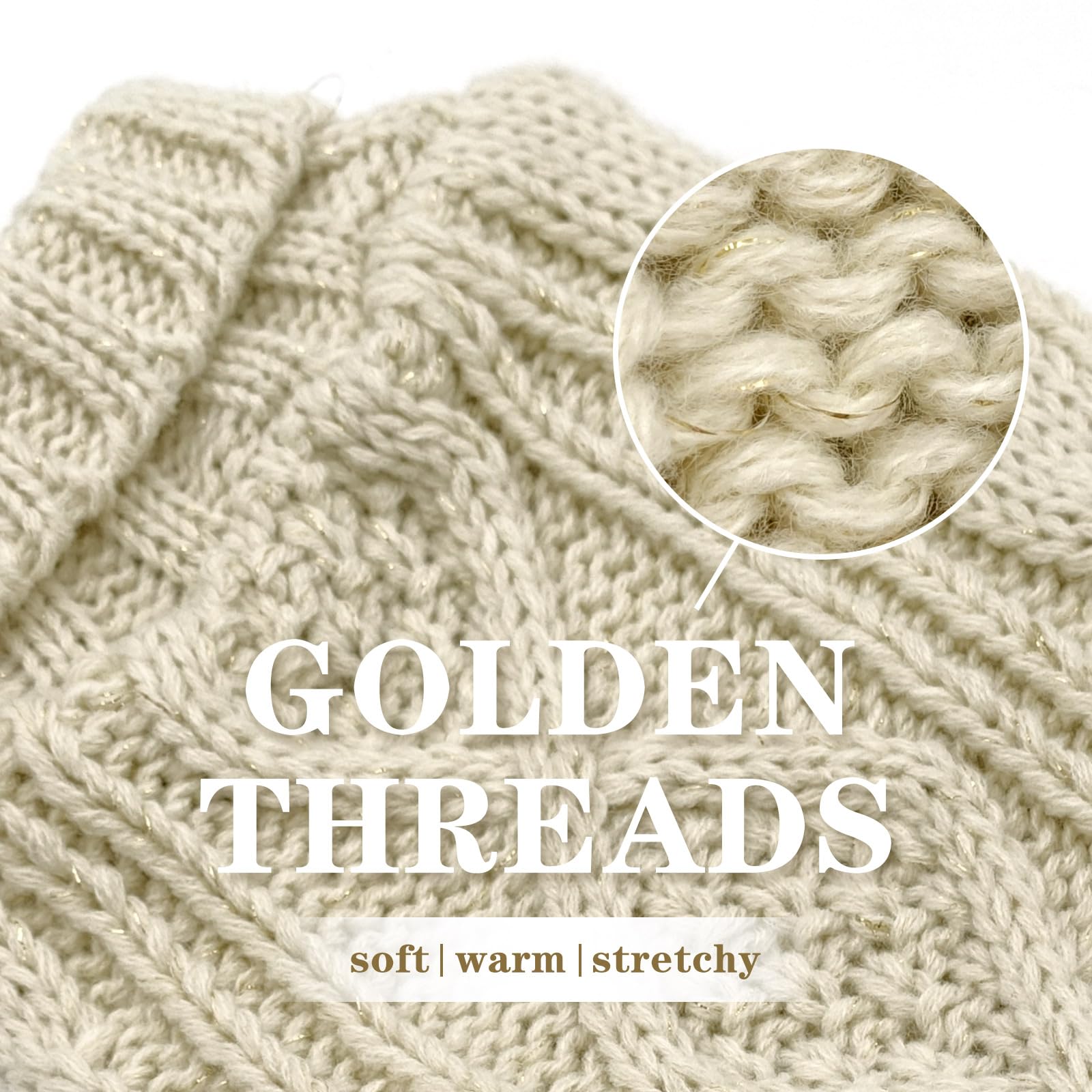 Kyeese Dog Sweaters For Small Dogs Turtleneck Dog Cable Knit Pet Sweater With Golden Thread For Cold Weather, Beige, Medium