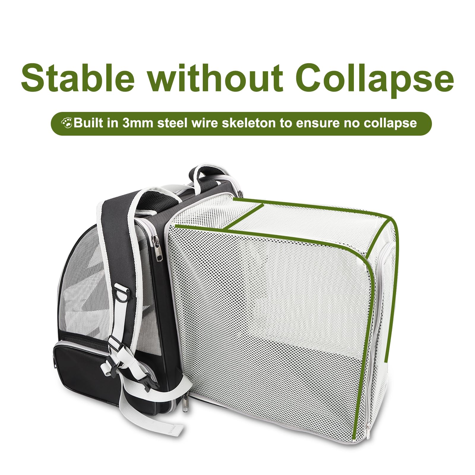 Texsens Cat Backpack - Expandable Pet Carrier For Medium Cats And Small Dogs Up To 17 Lbs - Breathable, Collapsible & Soft Cat T