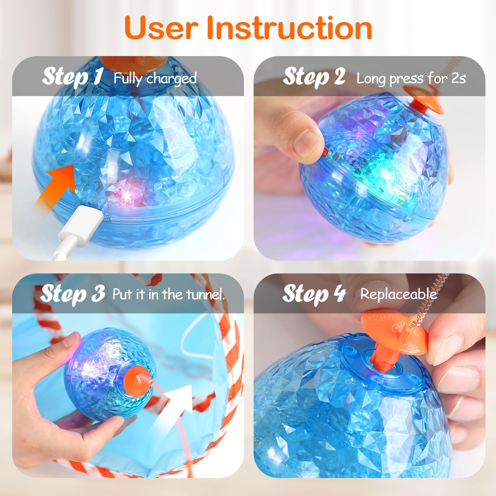 Migipaws Cat Toys, Interactive Cat Toy For Indoor Cats,Upgraded Moving Shadow Of Butterfly Feather Project On Cat Tunnel, Cardbo