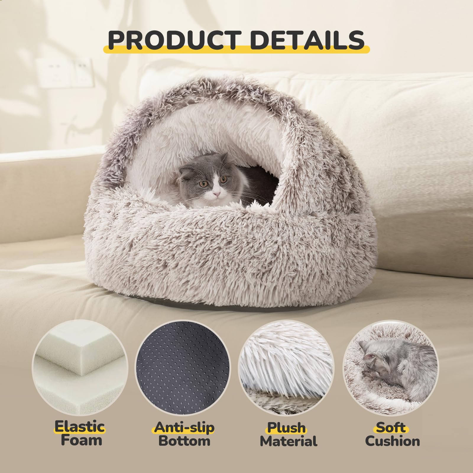 Catism Cozy Plus Cat Bed, Plush, Self-Warming, Non-Slip Bottom