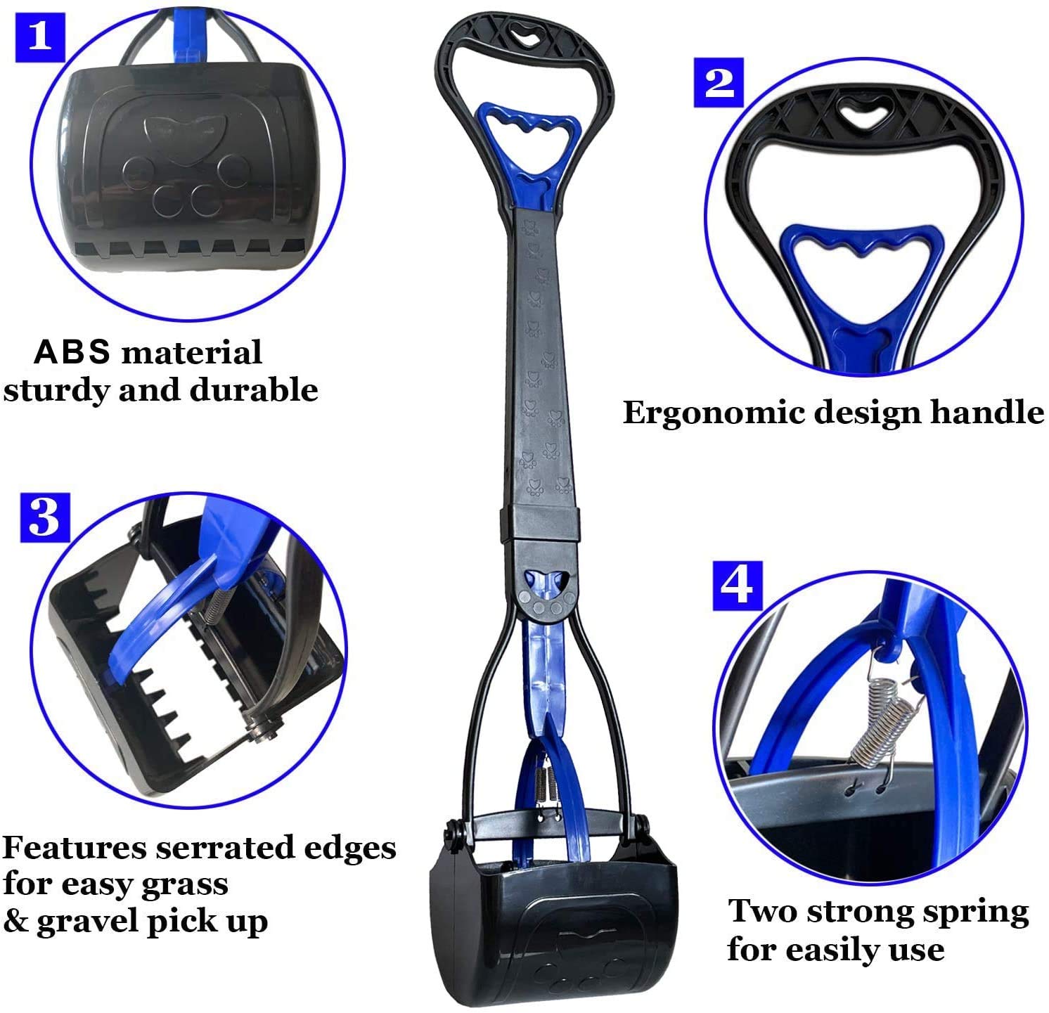 Ienjoyed Non-Breakable Pooper Scooper For Large Small Dogs Heavy Duty,High Strength Material Dog Poop Scooper For Grass,28'Long Handled Dog Poop Pick Up Tool