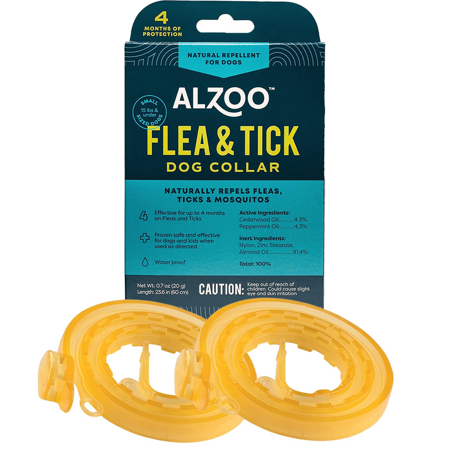 Alzoo Flea & Tick Dog Collar, Helps Repel Fleas, Ticks & Mosquitoes, 100% Plant-Based Active Ingredients, Phthalates And Pvc Fre