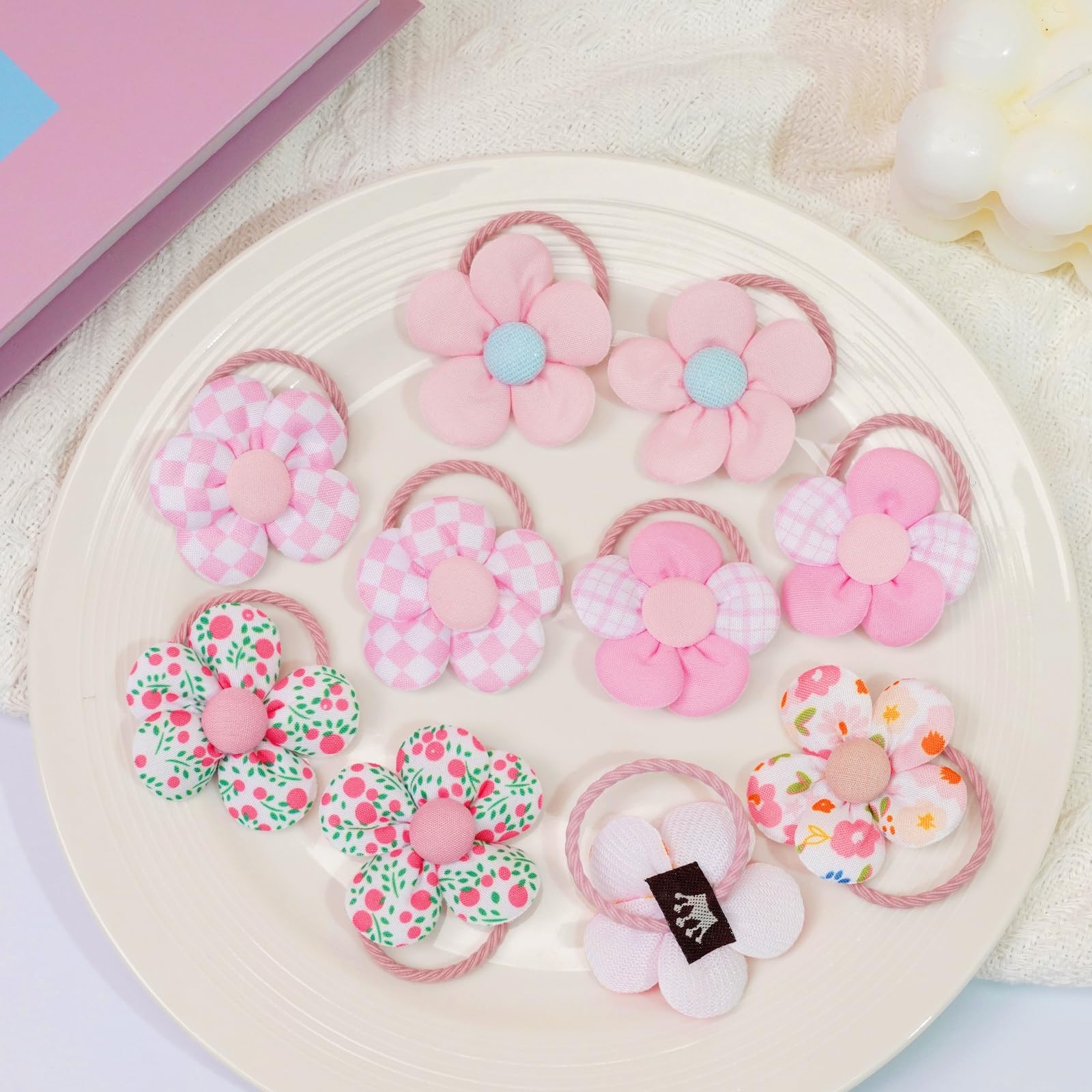 Yxiang Puppy Hair Bows Accessories Set For Small Dogs Yorkie, Handmade 20Pcs Dog Hair Bows, 10Pcs Flower Rubber Ties Pet Groomin