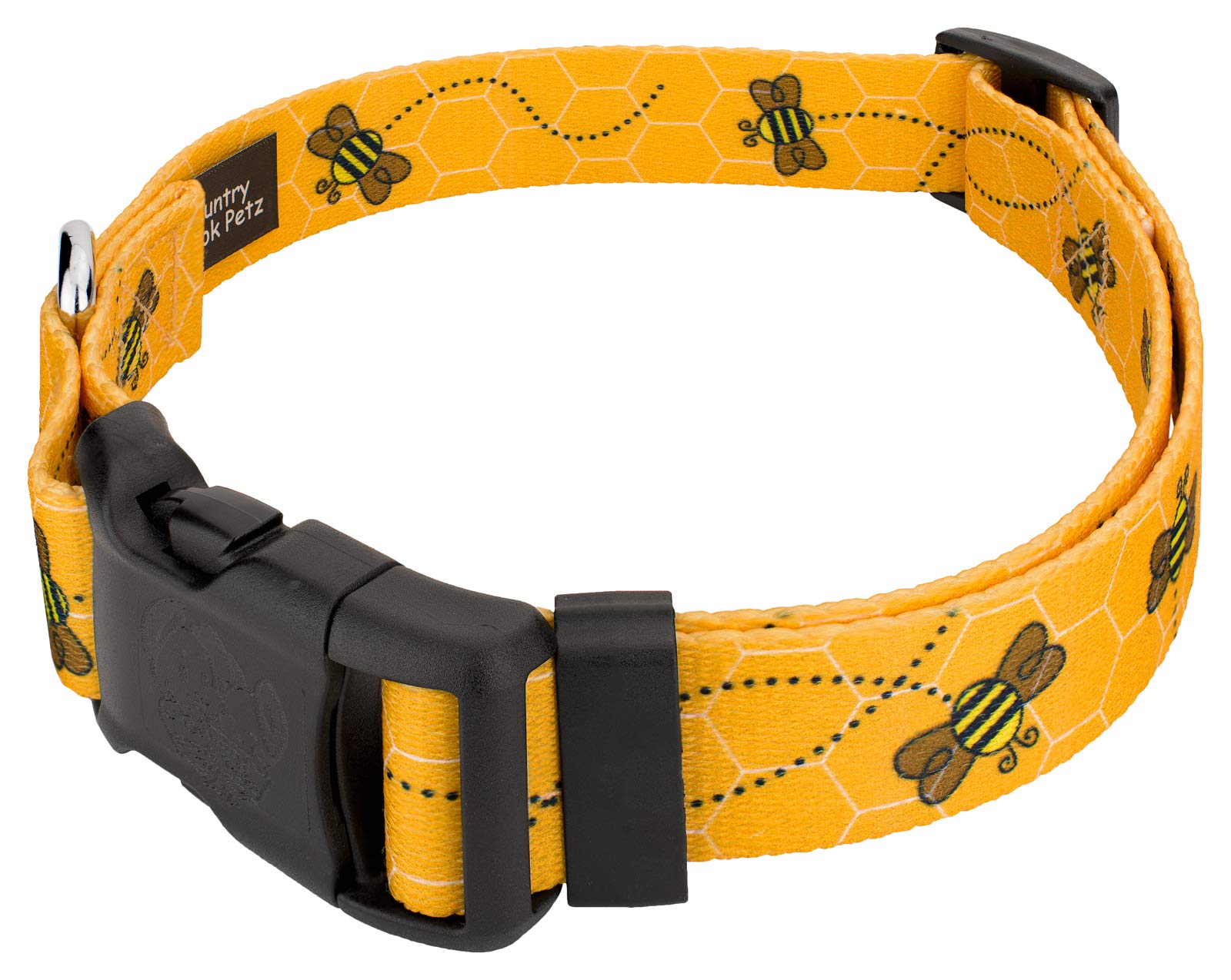 Country Brook Petz - Deluxe Busy Bee Dog Collar - Made In The U.S.A - Summer Breeze Collection Featuring Sunny Designs (1/2 Inch