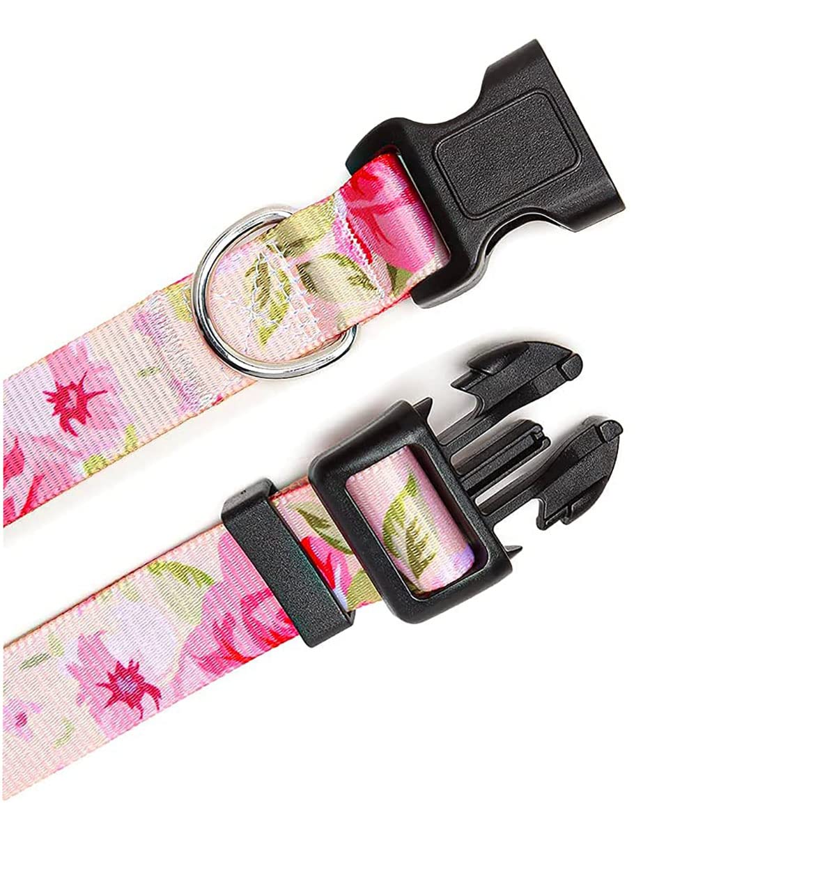 Mihqy Dog Collar And Leash Set With Bohemia Floral Tribal Geometric Patterns - Soft Ethnic Style Collar Adjustable For Small Medium Large Dogs(Pink Rose Set,S)