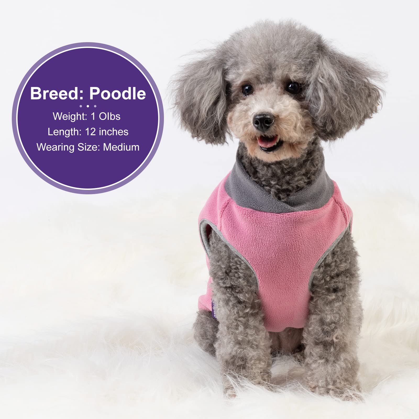 Cyeollo 2 Pack Dog Sweaters For Small Dogs Lightweight Stretchy Fleece Vest Pullover Dog Sweatshirt With Reflective Stripe Pet Dog Clothes Coats Size L Pink & Grey