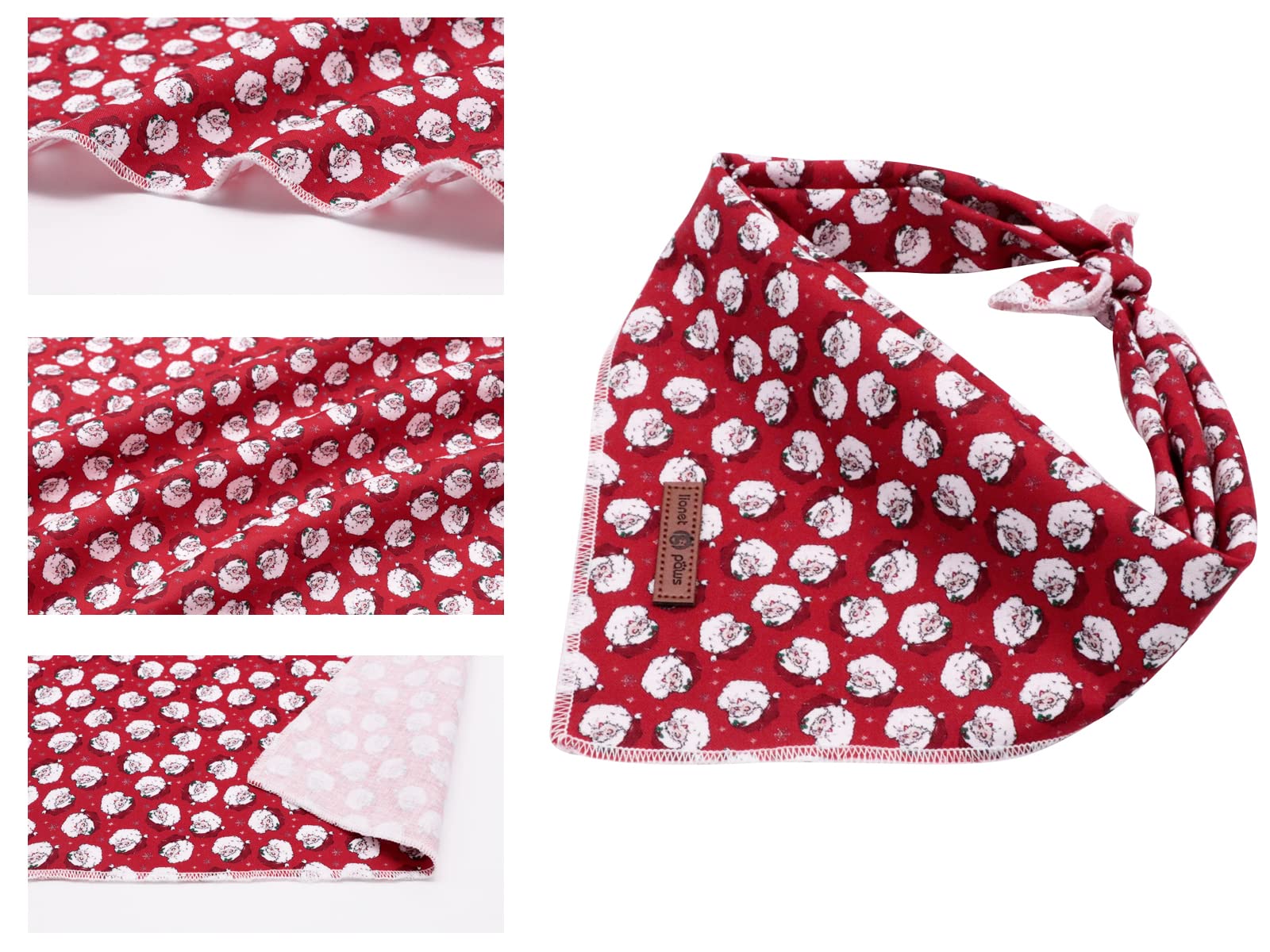 Lionet Paws Christmas Dog Bandana Washable Cotton Handkerchief Scarf Triangle Bandana for Small Medium Large Dogs Santa Claus Gi