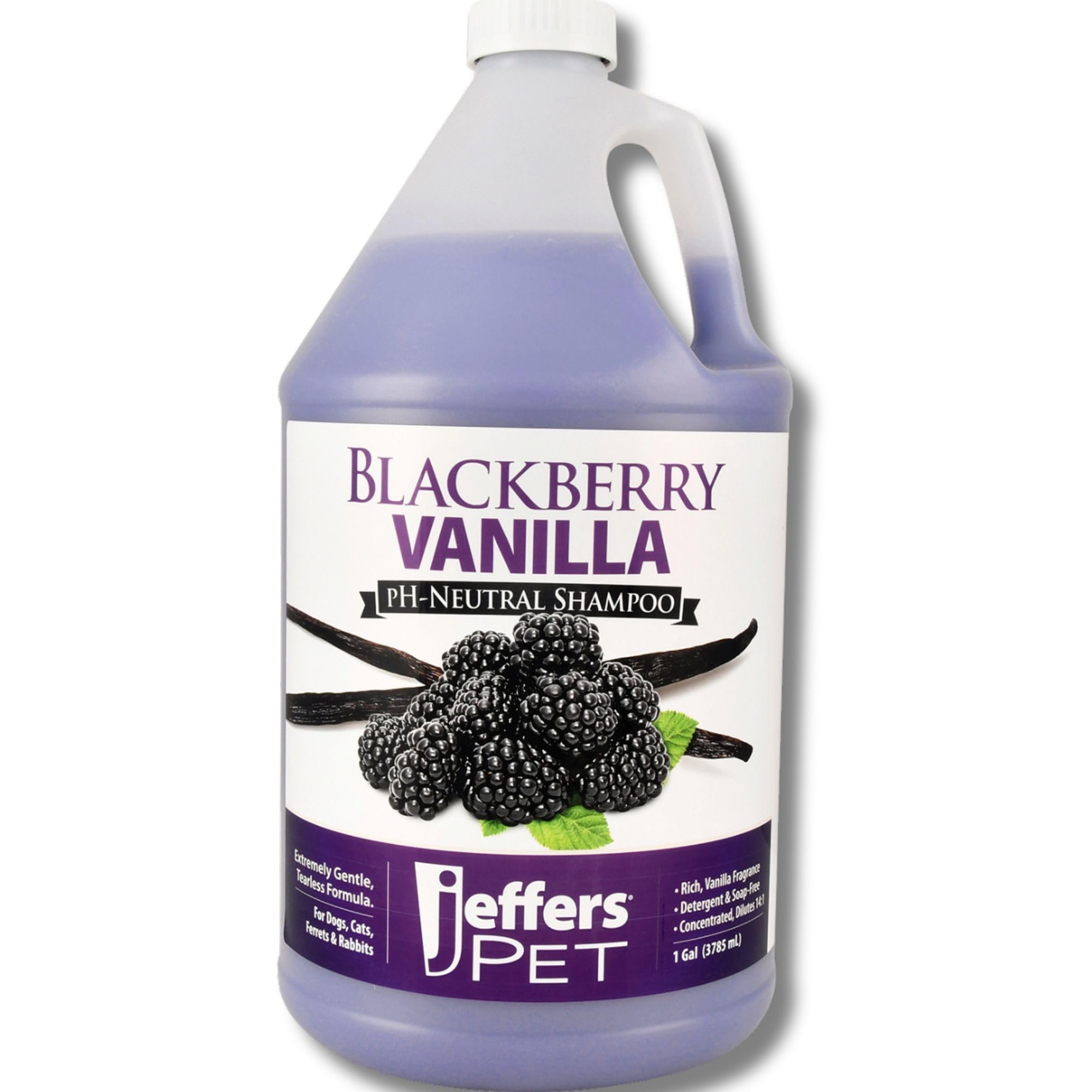 Jeffers Pet Blackberry Vanilla Shampoo 1 Gallon - Gentle Tearless Formula For Sensitive Skin, Aloe Vera & Coconut Oils, Safe For