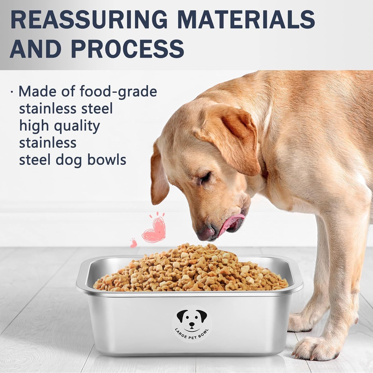 Stainless Steel Dog Bowls for Large Dogs, High Capacity Metal Dog Food Bowls, Food and Water Bowl for Larges, X-Large, and Big D