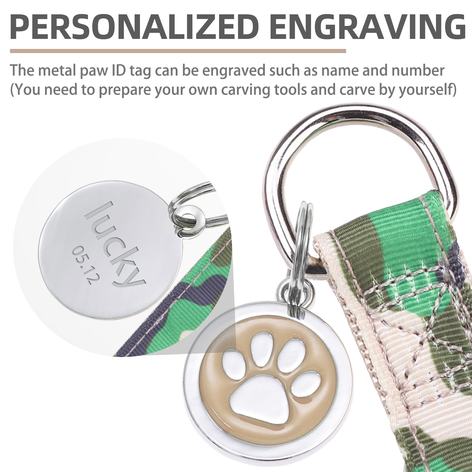 Pupteck No Pull Dog Harness Soft Adjustable Basic Nylon Step In Puppy Vest Outdoor Walking With Id Tag, Camouflage, M