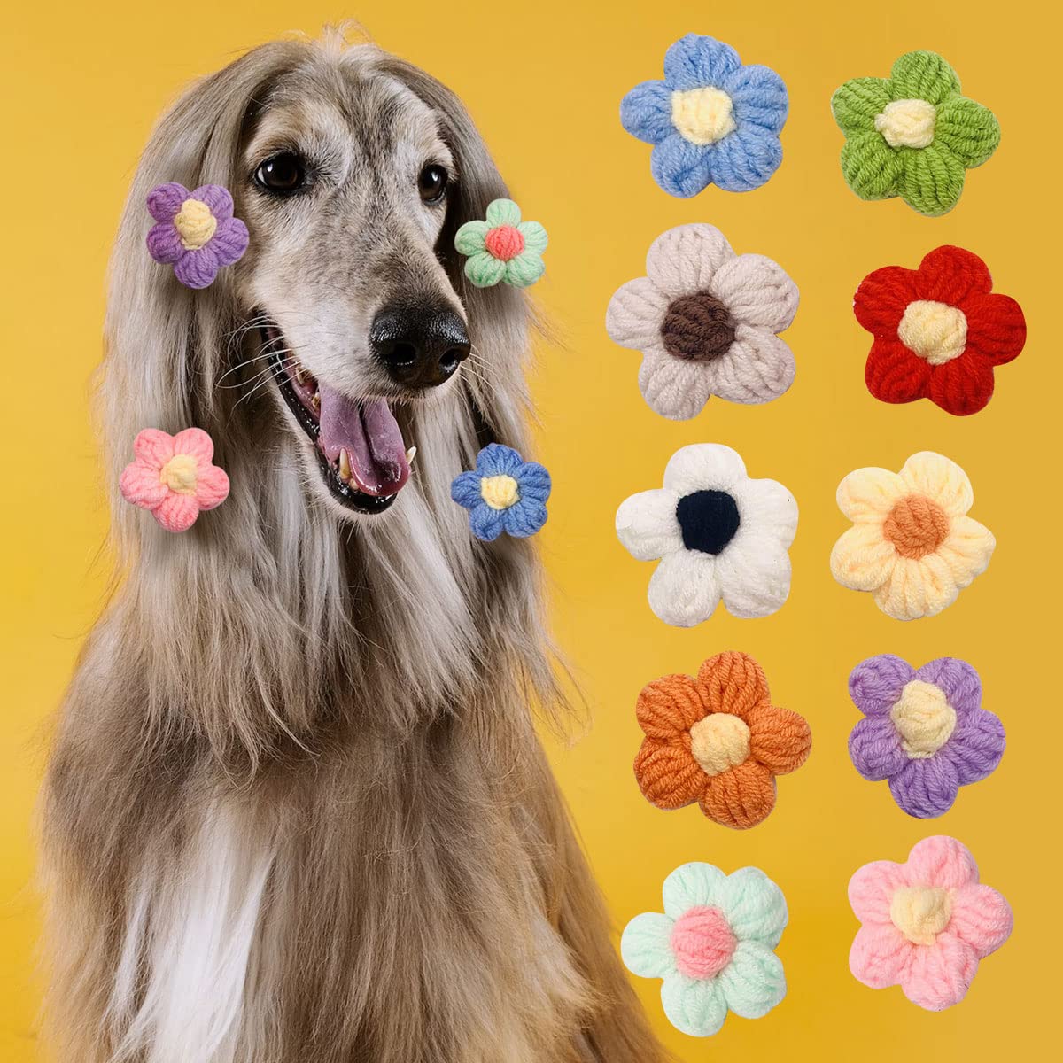 Pai Sence 20Paris(40Pcs) Cute Flowers Small Dog Hair Bows With Rubber Bands For Medium Dogs Boys Girls Faux Pearl Yorkie Topknot