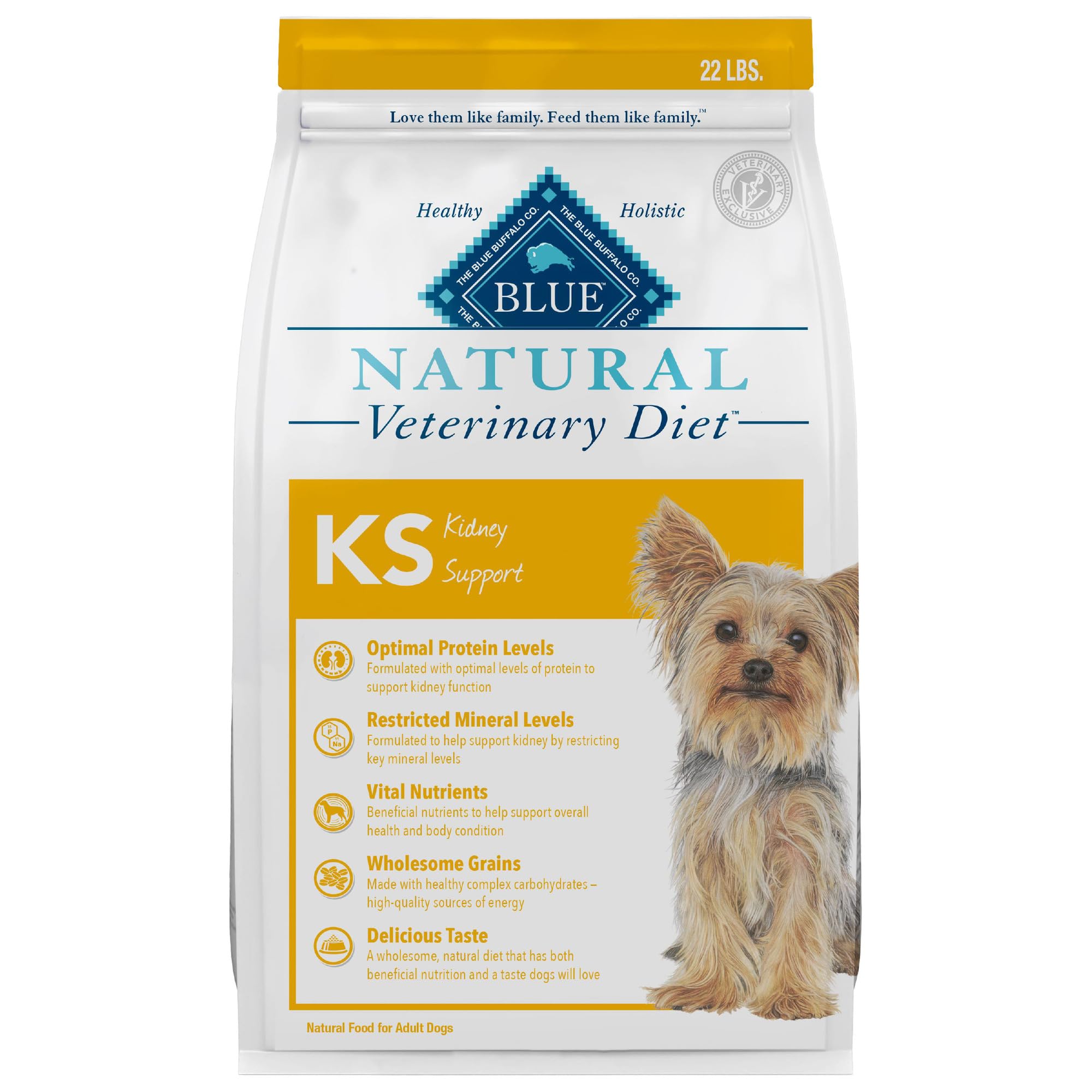 Blue Buffalo Natural Veterinary Diet KS Kidney Support Dry Dog Food, Chicken 22-lb bag