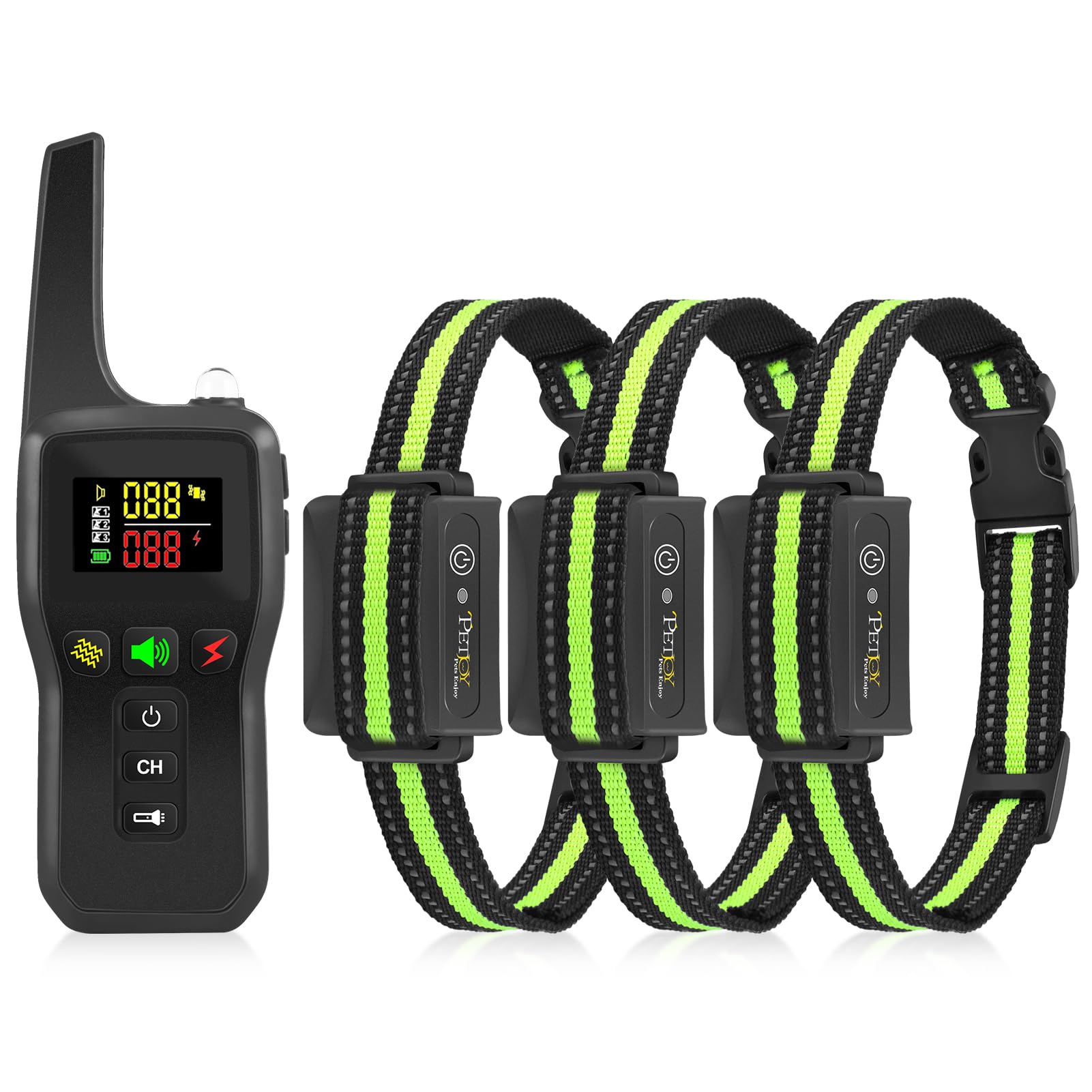 Petjoy Shock Collar For 3 Dogs, Automatic Bark Collar With Remote, Bark And Training Collar 2 In 1, Auto Bark Collar With Beep, 