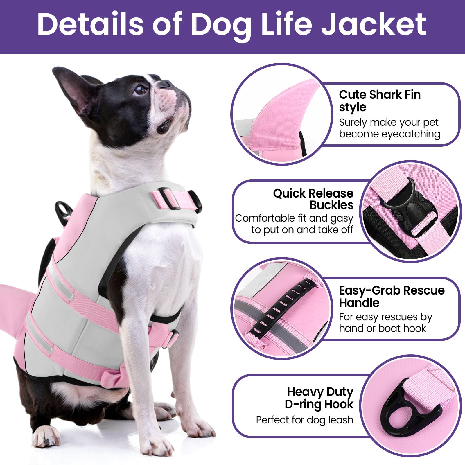 Dog Life Jackets, Ripstop Pet Floatation Life Vest For Small, Middle, Large Size Dogs, Dog Lifesaver Preserver Swimsuit For Wate