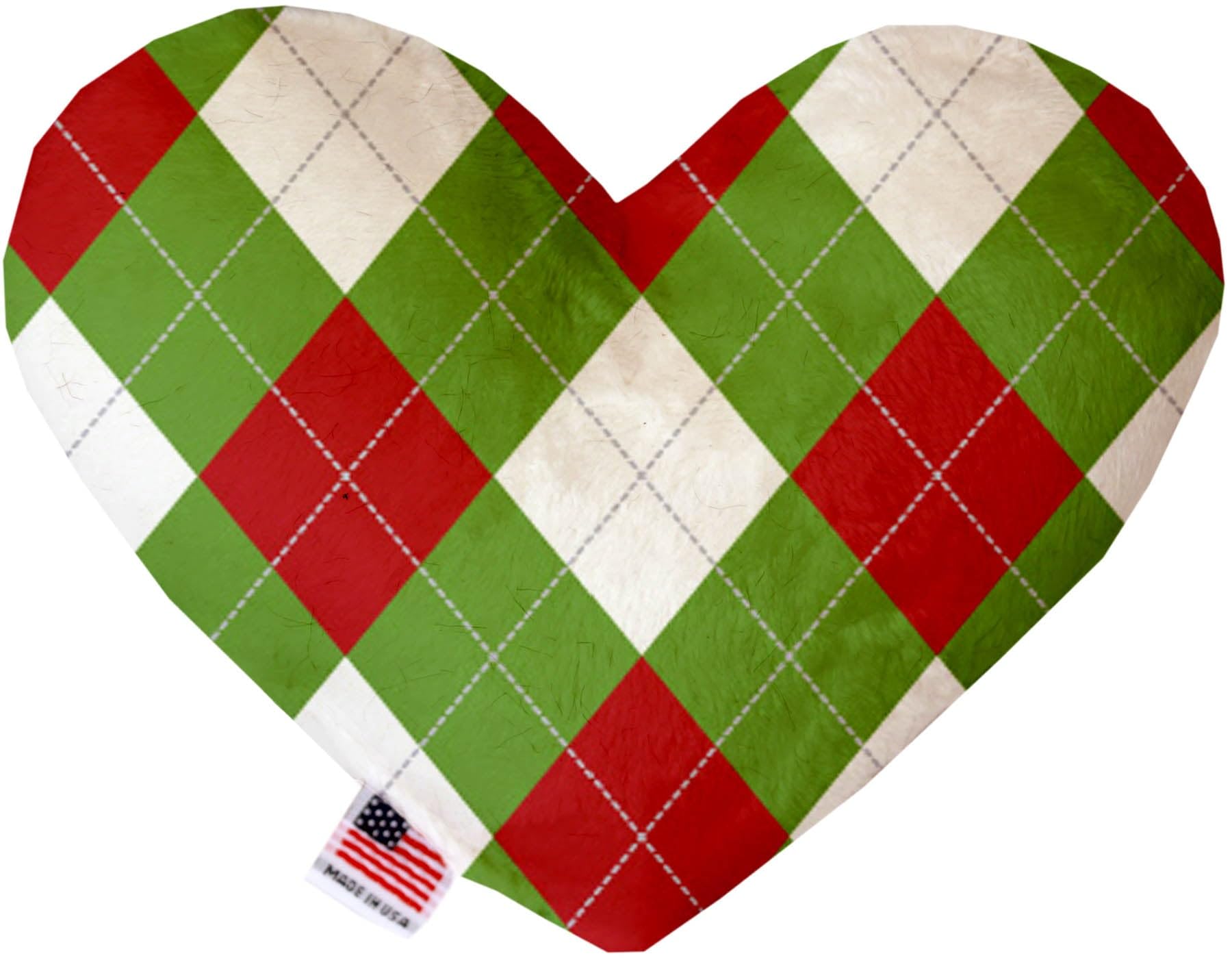 Pet and Dog Plush Heart or Bone Toy, &quot;Christmas Patterns Group&quot; (Available in different sizes, and 11 different pattern options!) Christmas Argyle 8&quot; Plush Heart