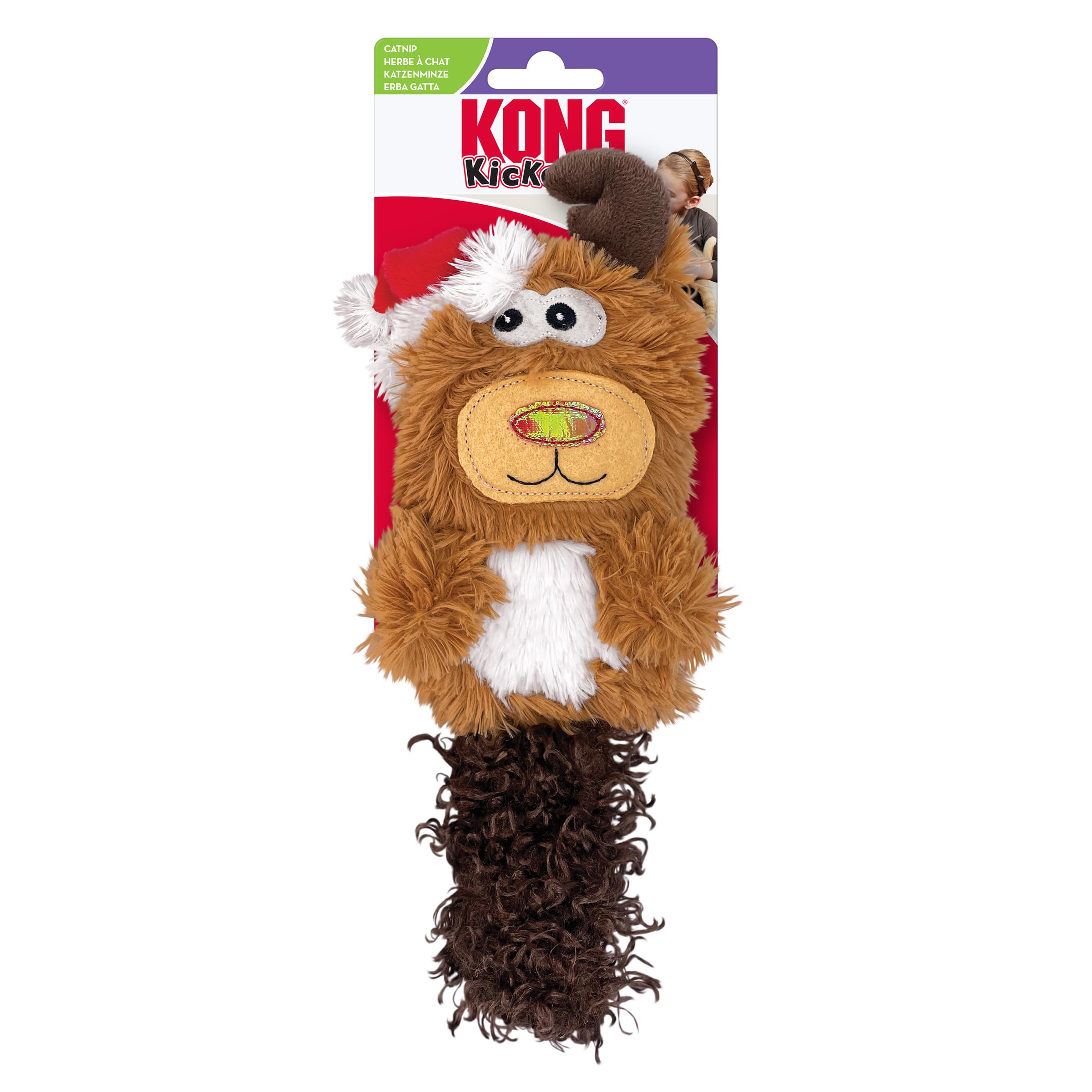 Kong Holiday Kickeroo Cat Toy - Reindeer Or Snowman, Catnip-Filled, Christmas Plush Toy