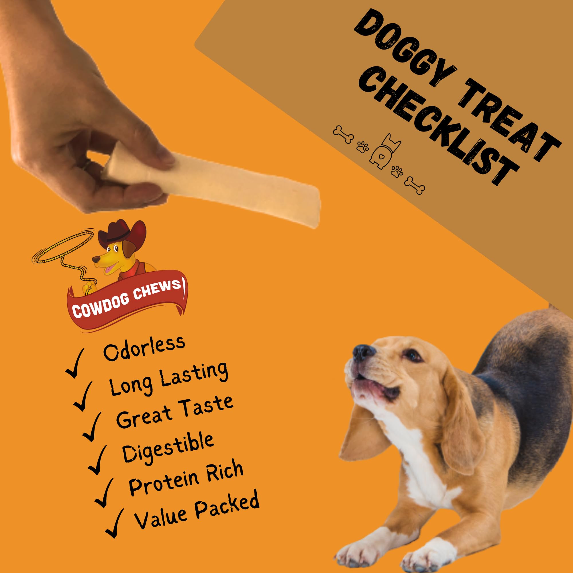 Cowdog Chews Rawhide Gourmet Meaty Rolls 7-8 (20 Count) - Premium Dog Treats with Savory Beef Filling, Long-Lasting Chew for Agg