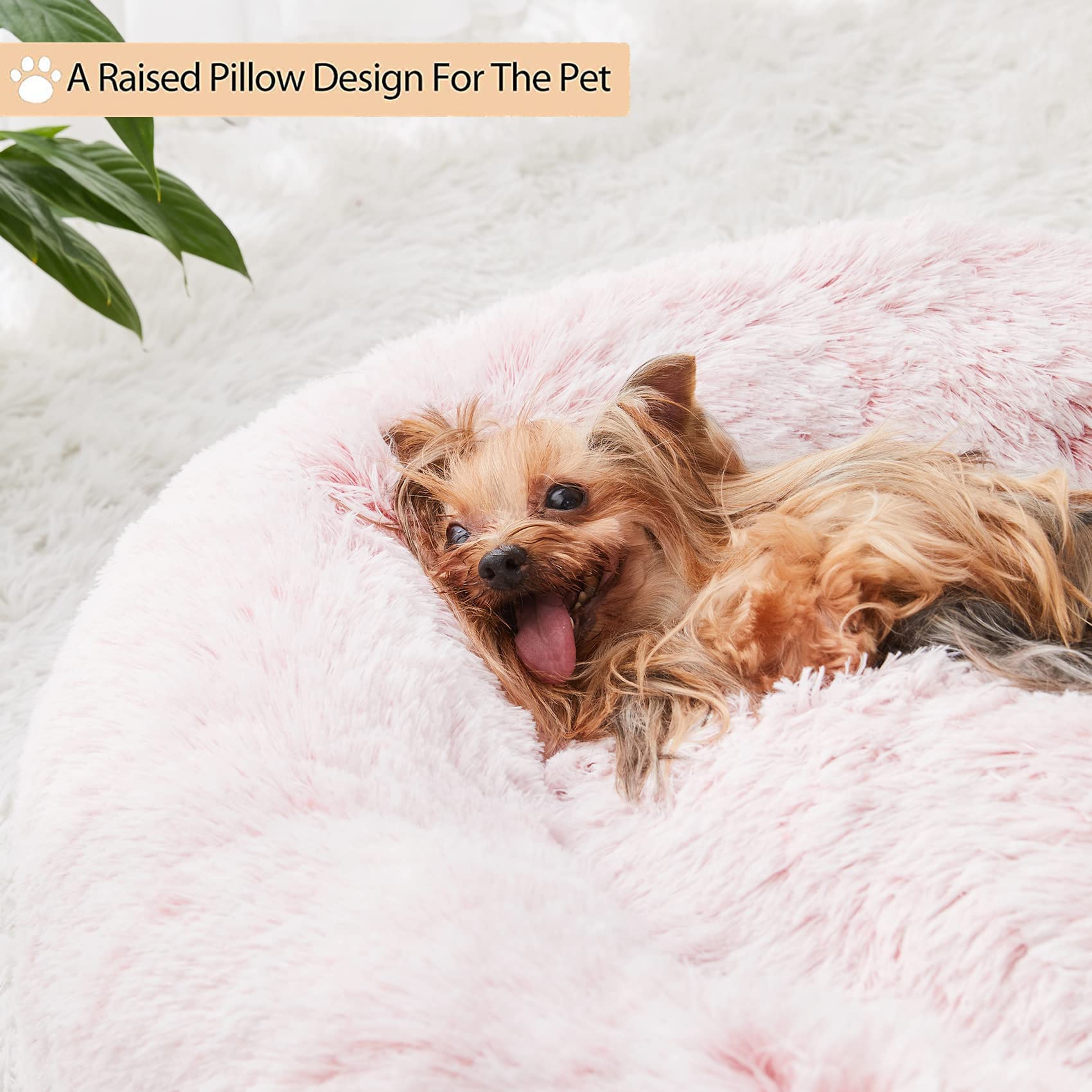 Wnpethome Calming Dog Bed & Cat Bed Donut, Faux Fur Self-Warming Donut Cuddler, Comfortable Round Plush Pet Beds (27 X 27 X 8 In