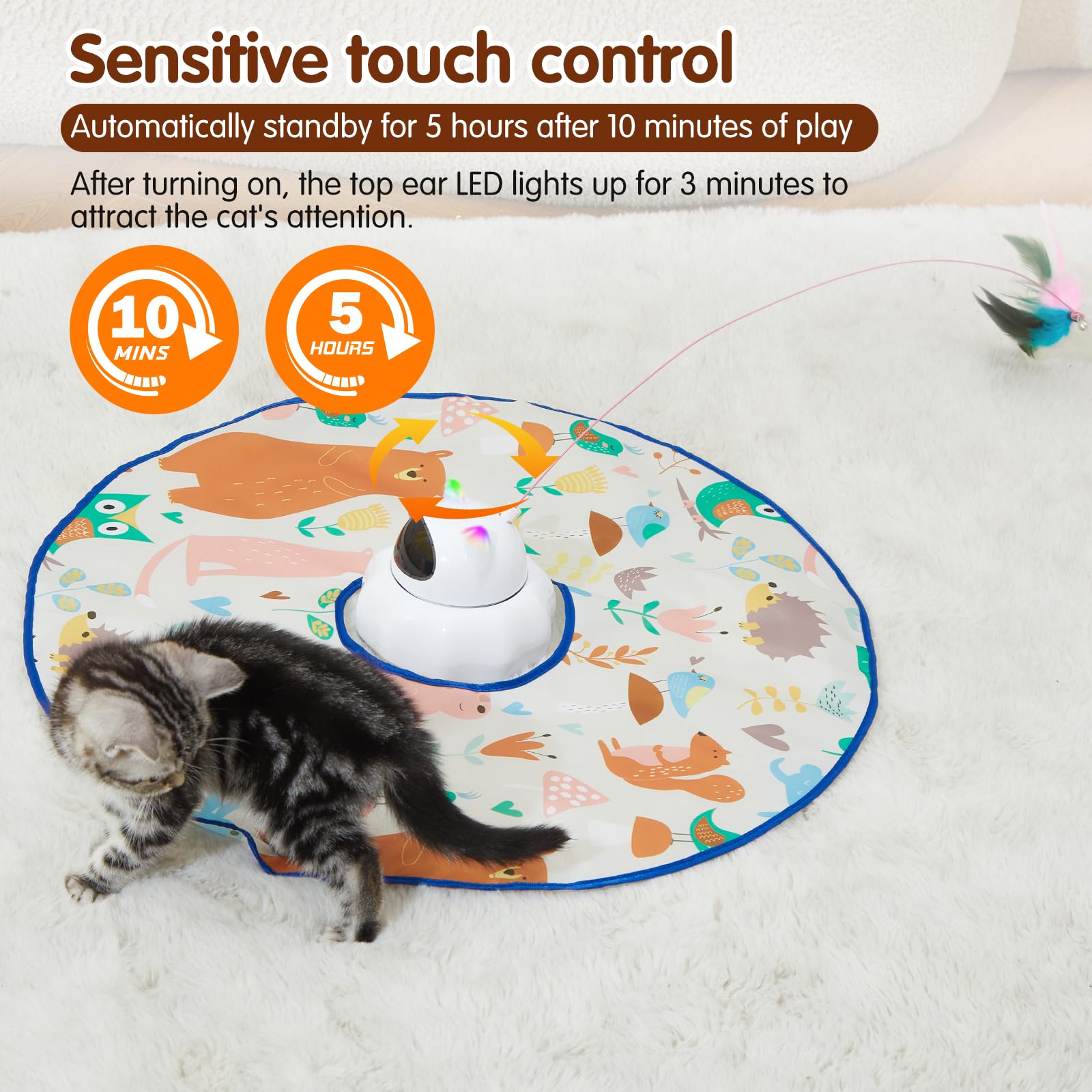 Viwik 4 In 1 Cat Laser Toy Automatic, Interactive Cat Toys For Indoor Cats, Hide And Seek Kitten Wand Toy, Usb Rechargeable Elec