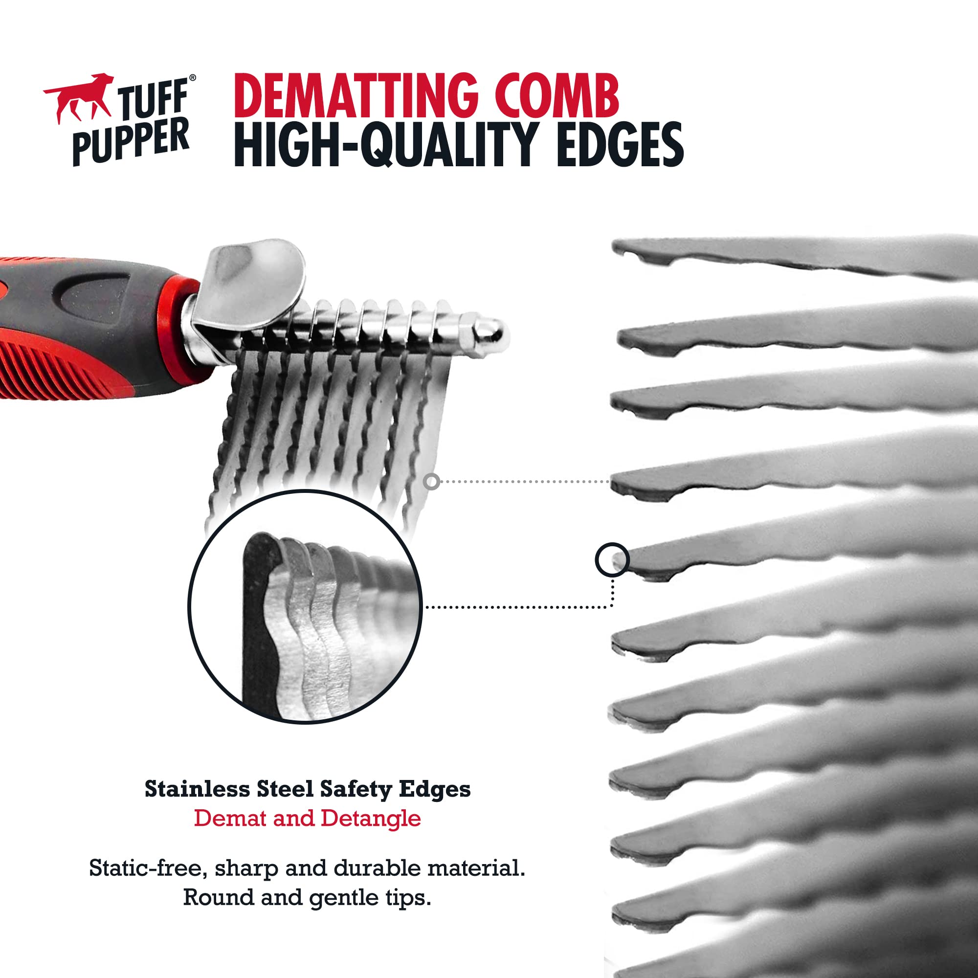 Dematting Comb For Dogs & Cats – Detangling Brush Tool For Dogs Easily & Safely Remove Dead, Matted Or Knotted Hair | Ergonomic, No-Slip Safety Handle Provides Precision Control