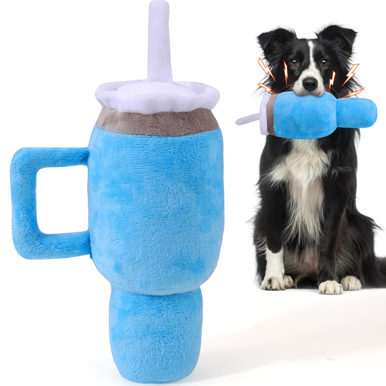 Mity rain Funny Tumbler with Handle Cup Dog Toys, Cute Squeaky Dog Toys Interactive Fluff and Tuff Dog Toys for Small Dogs/Large