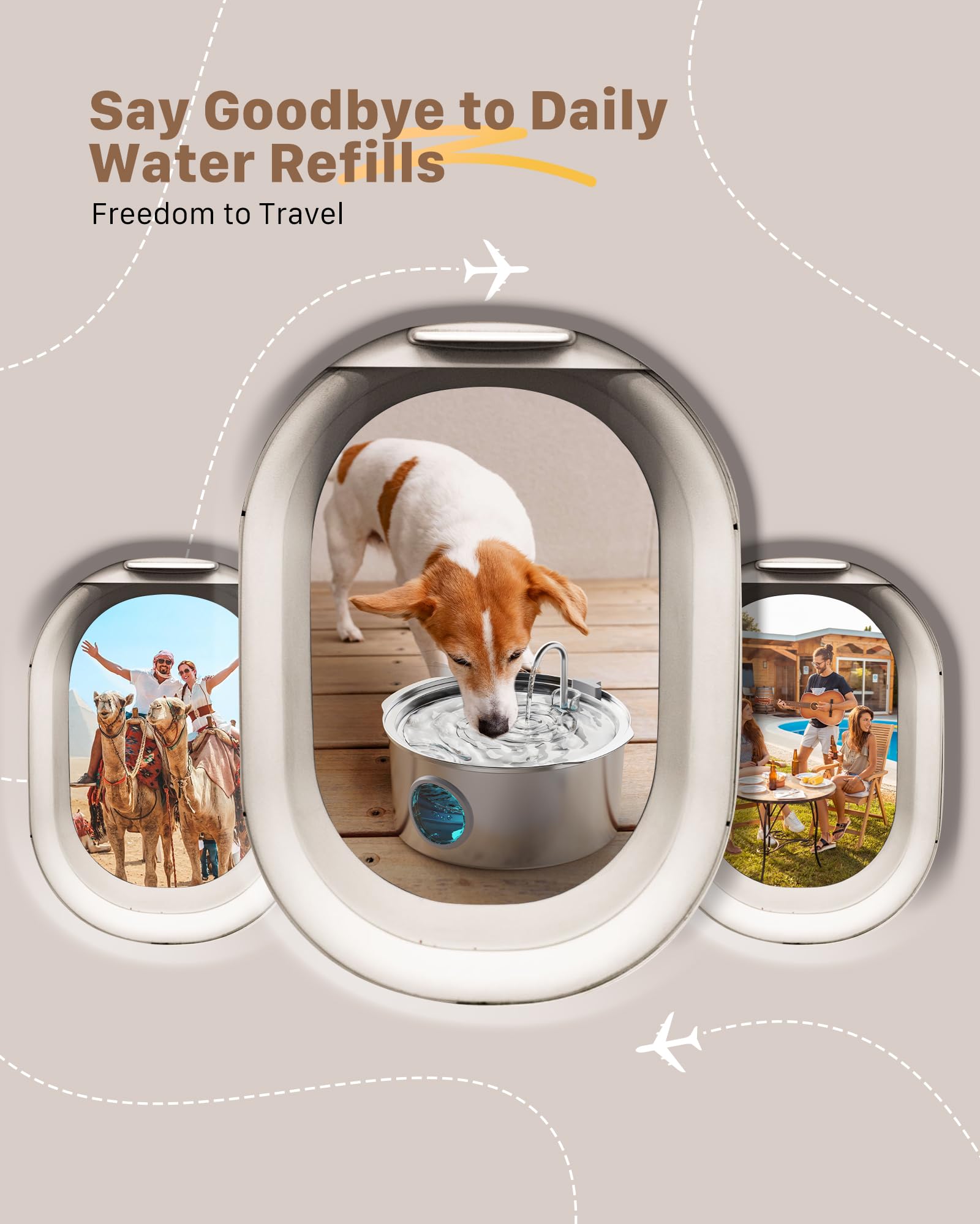 Dog Water Fountain for Large Dogs: Big Cat Water Fountain Stainless Steel -1.8Gal/7L Big Quiet Cats Water Bowl Dispenser- Pet Wa
