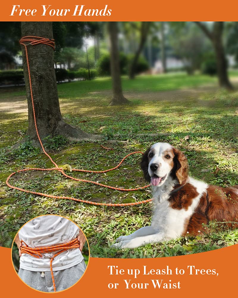 (2 Pack) Long Dog Leashes For Dog Training 15Ft/30Ft/50Ft, Dog Rope Leashes With Reflective Thread For Large Medium Small Dogs, Dog Tie-Out Cable Lead For Hunting, Camping&Backyard