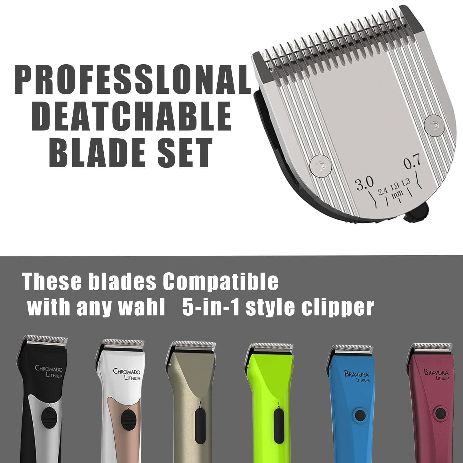 5 In 1 Blades Adjustable Dog Grooming Replacement Blades Compatible With Wahl Animal Clipper Arco, Bravura, Chromado, Creativa,
