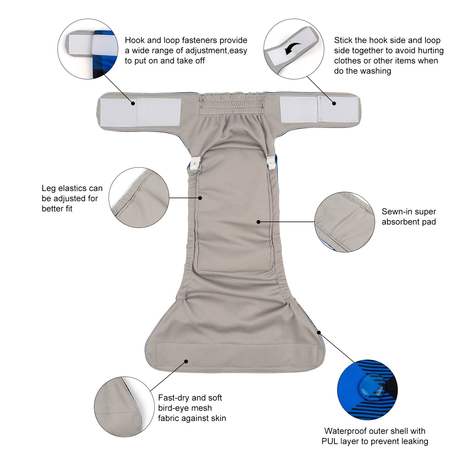 Cutebone Washable Dog Diapers Female 3 Pack Puppy Training Pants For Docked-Tail Dogs Wwd01M