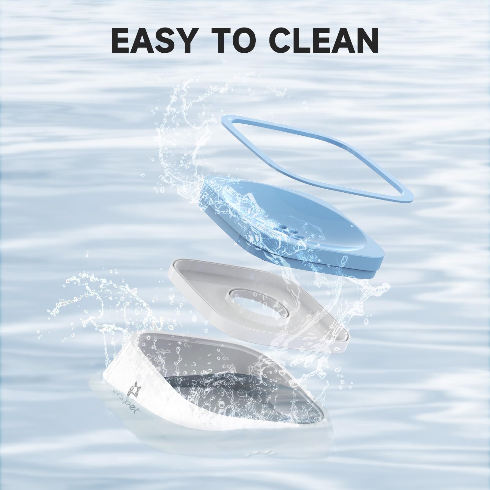 Els Pet No Spill Dog & Cat Bowl - 70Oz/2L Large Capacity Travel Water Dispenser (Blue, 35Oz)